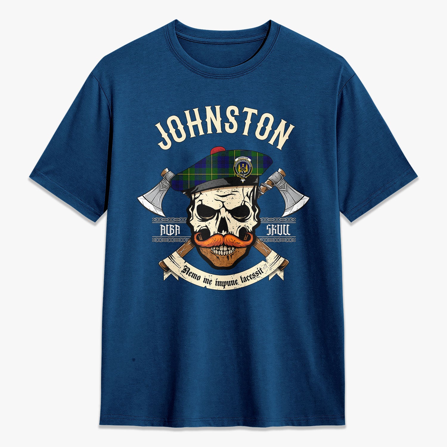 Johnston Modern Tartan Crest 2D T-shirt - Alba Skull Style