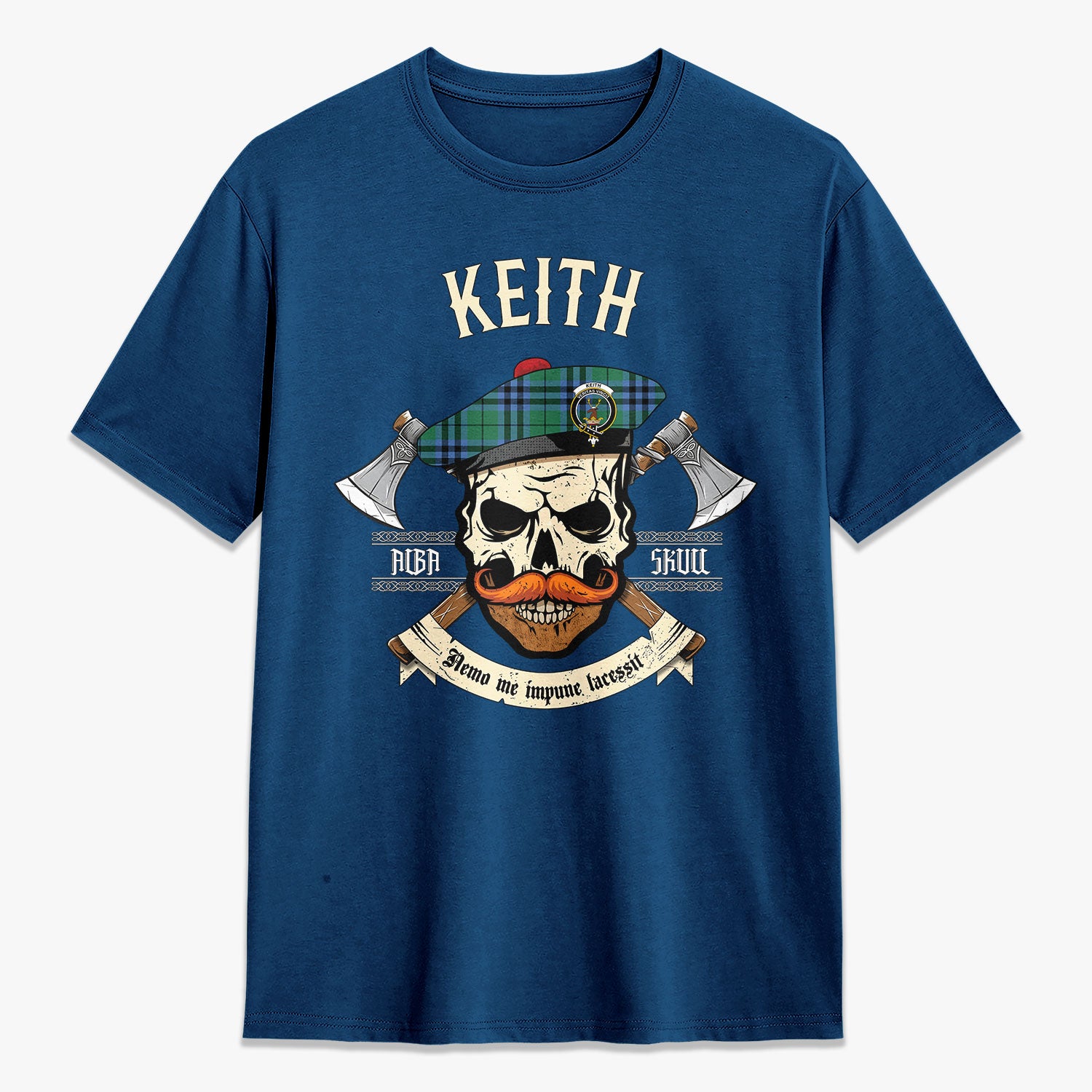 Keith Ancient Tartan Crest 2D T-shirt - Alba Skull Style