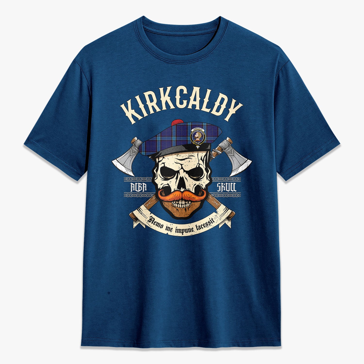 Kirkcaldy Tartan Crest 2D T-shirt - Alba Skull Style