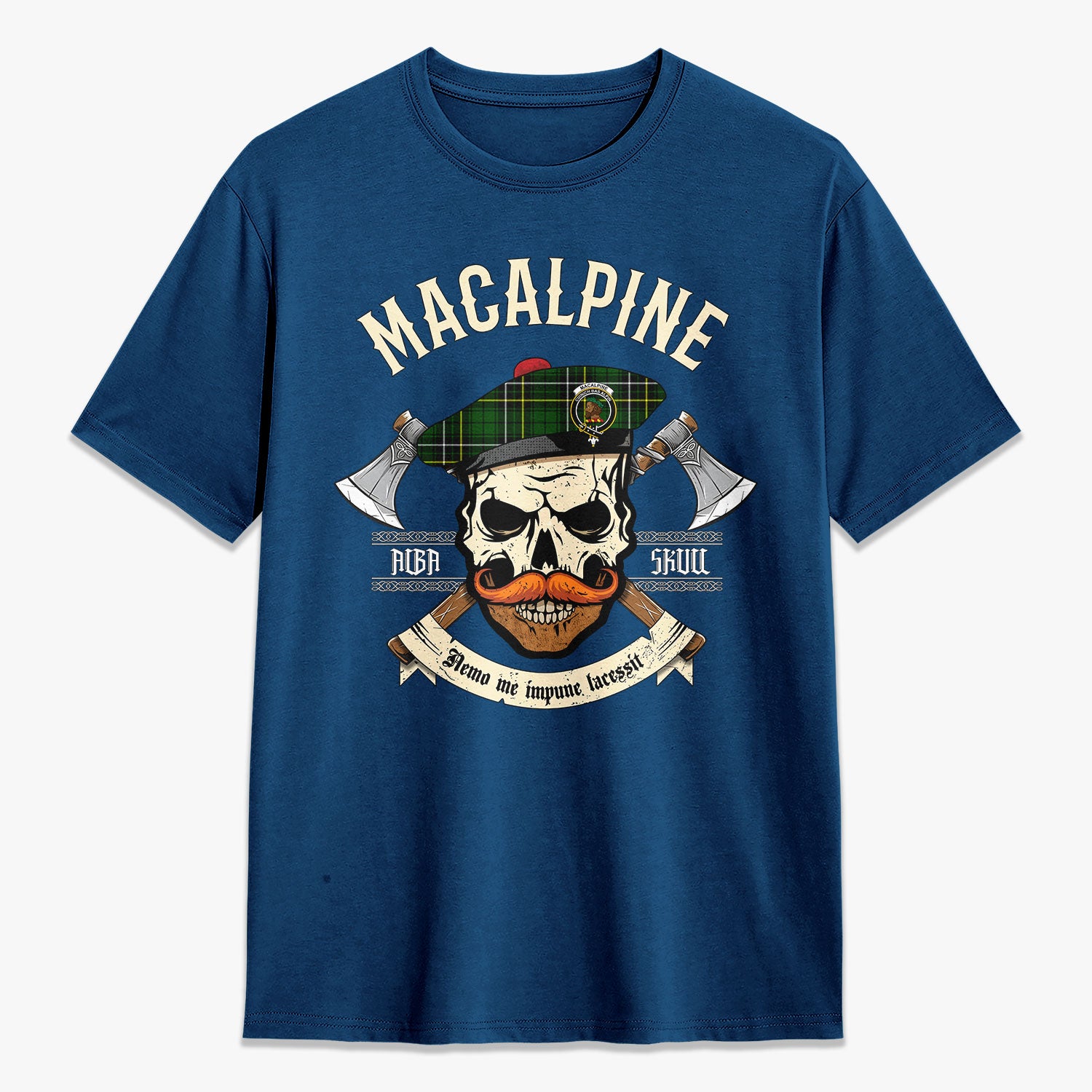 MacAlpine Modern Tartan Crest 2D T-shirt - Alba Skull Style