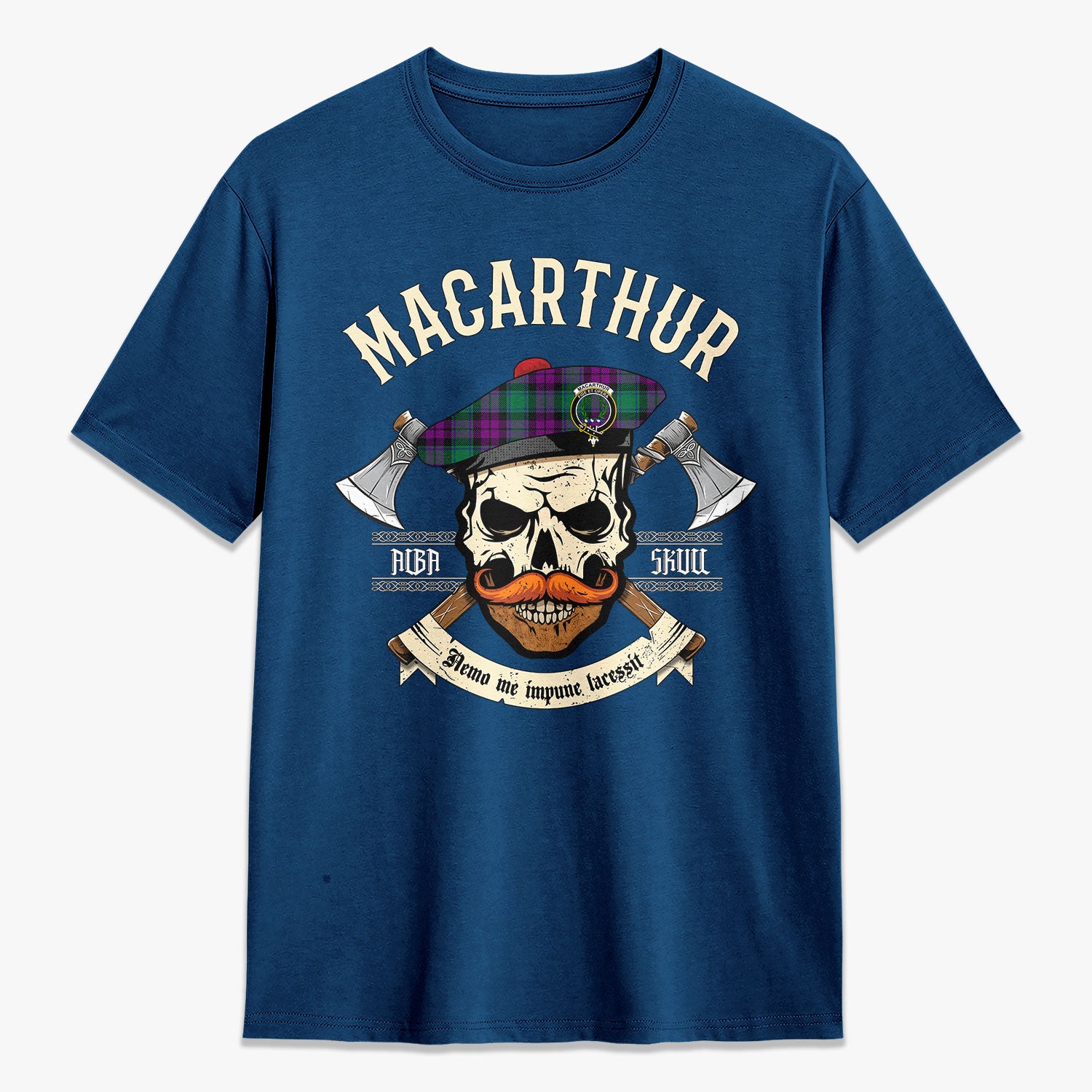 MacArthur - Milton Tartan Crest 2D T-shirt - Alba Skull Style