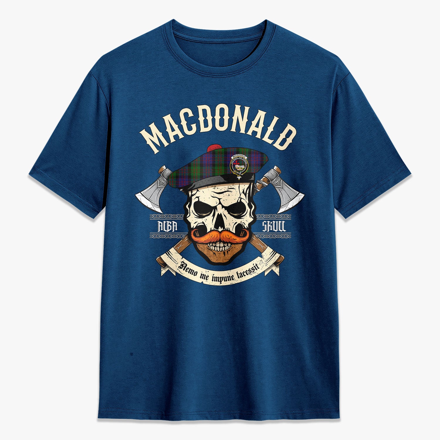 MacDonald Tartan Crest 2D T-shirt - Alba Skull Style