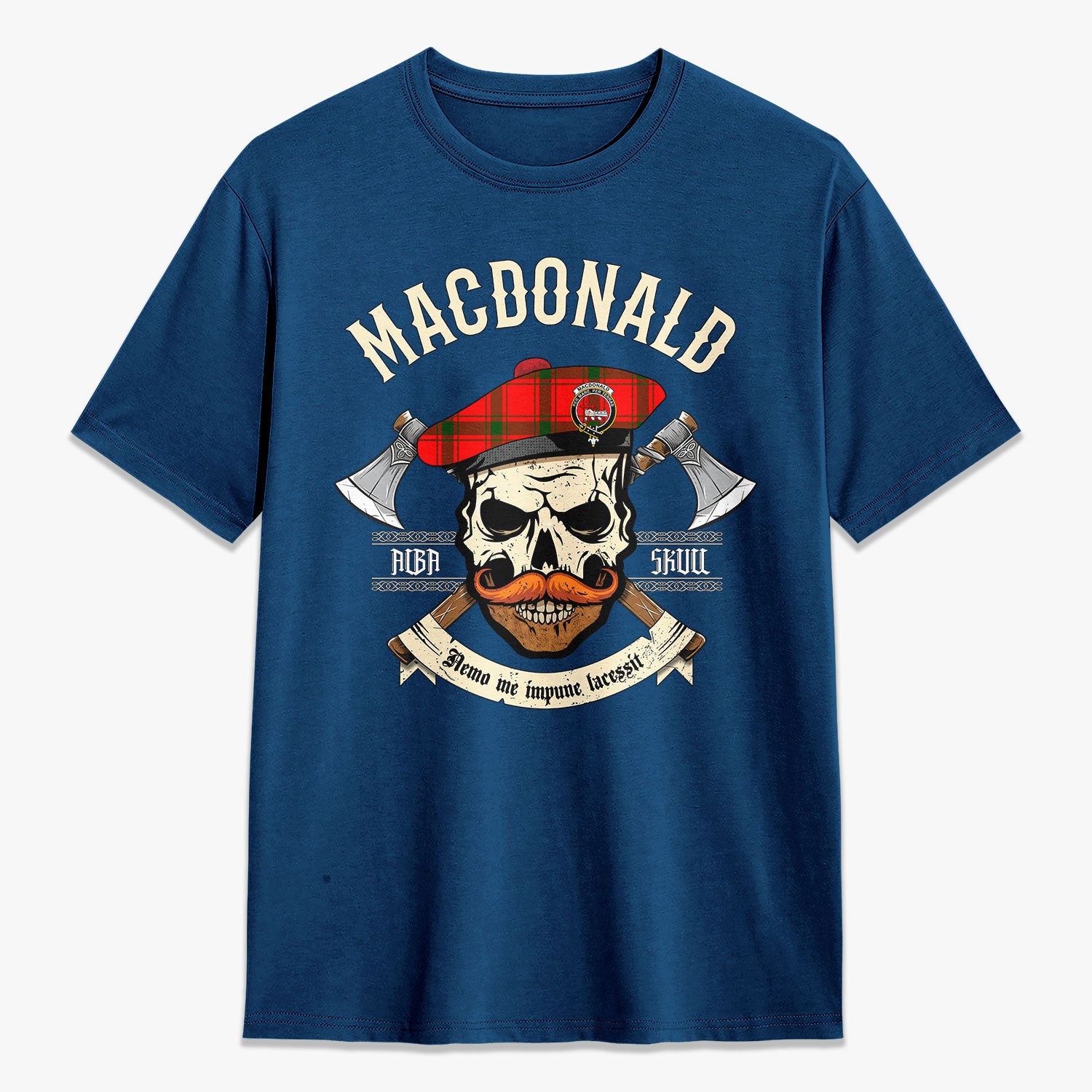 MacDonald of Sleat Tartan Crest 2D T-shirt - Alba Skull Style