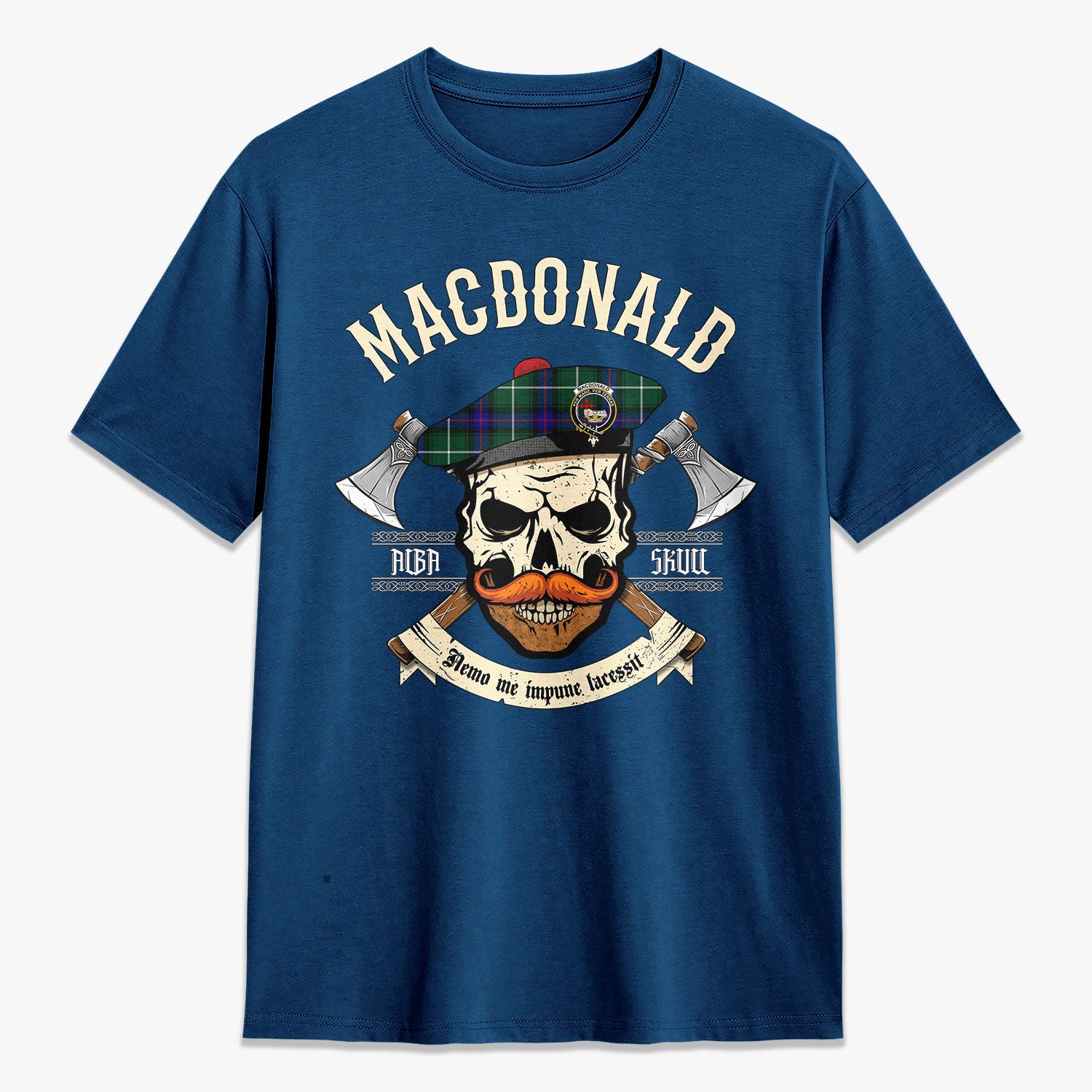 MacDonald of the Isles Hunting Modern Tartan Crest 2D T-shirt - Alba Skull Style