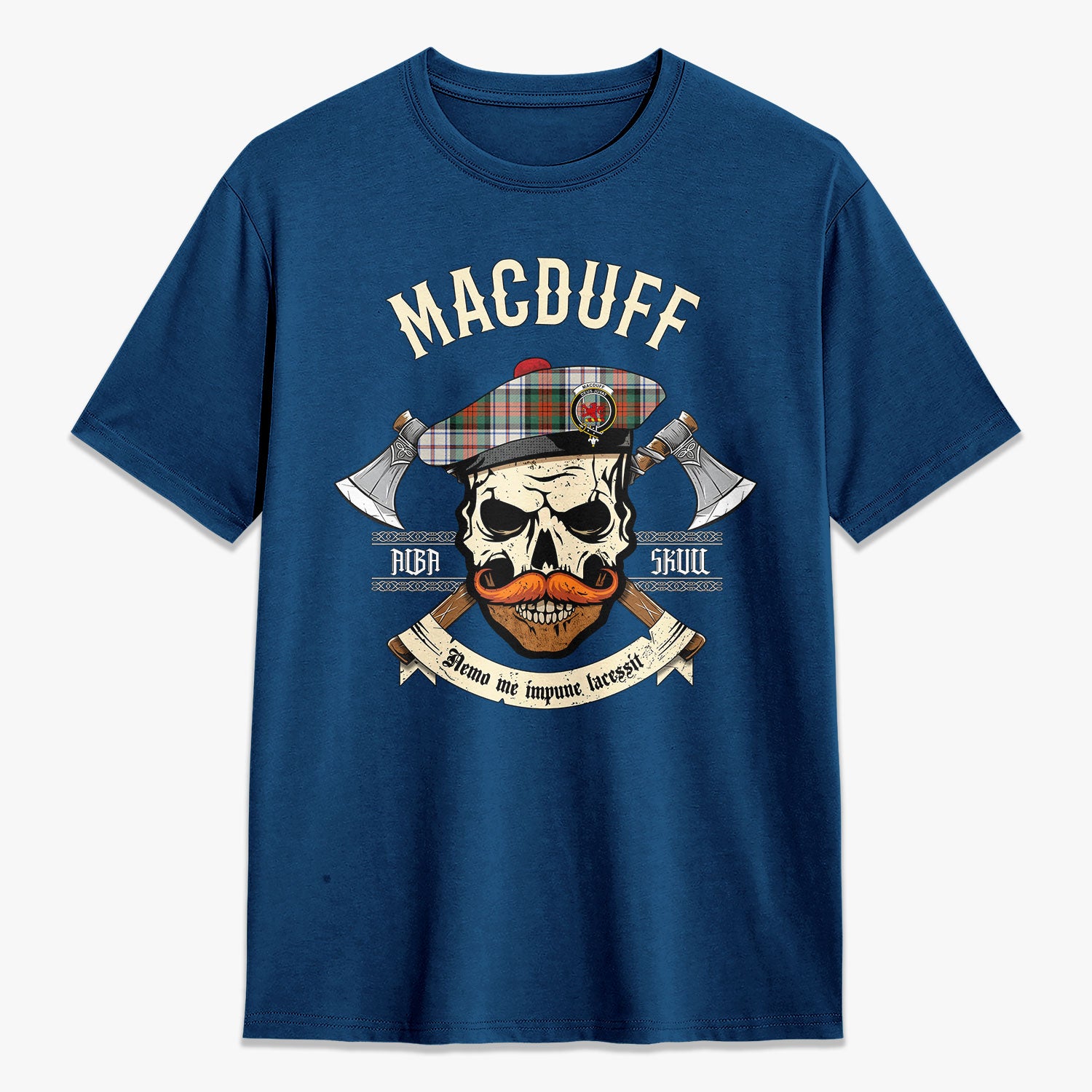 MacDuff Dress Ancient Tartan Crest 2D T-shirt - Alba Skull Style