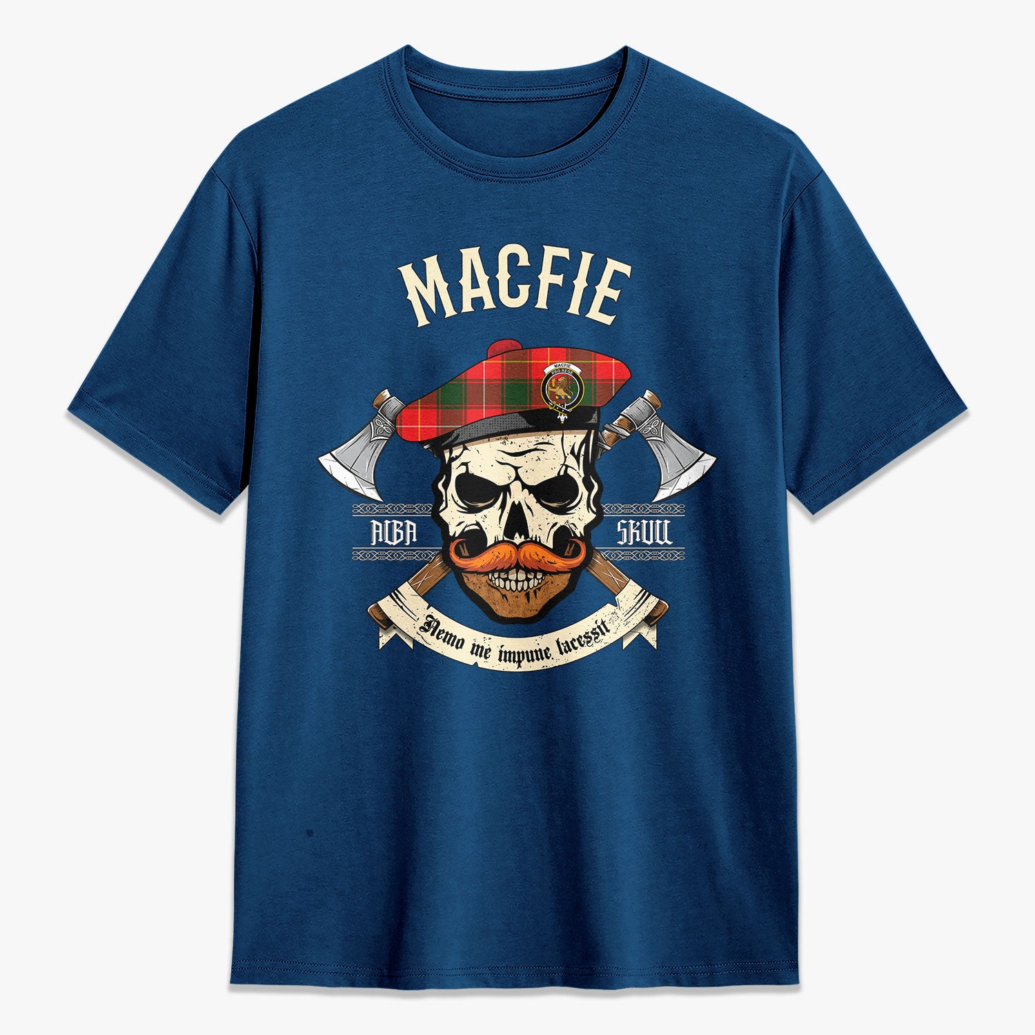 MacFie Tartan Crest 2D T-shirt - Alba Skull Style