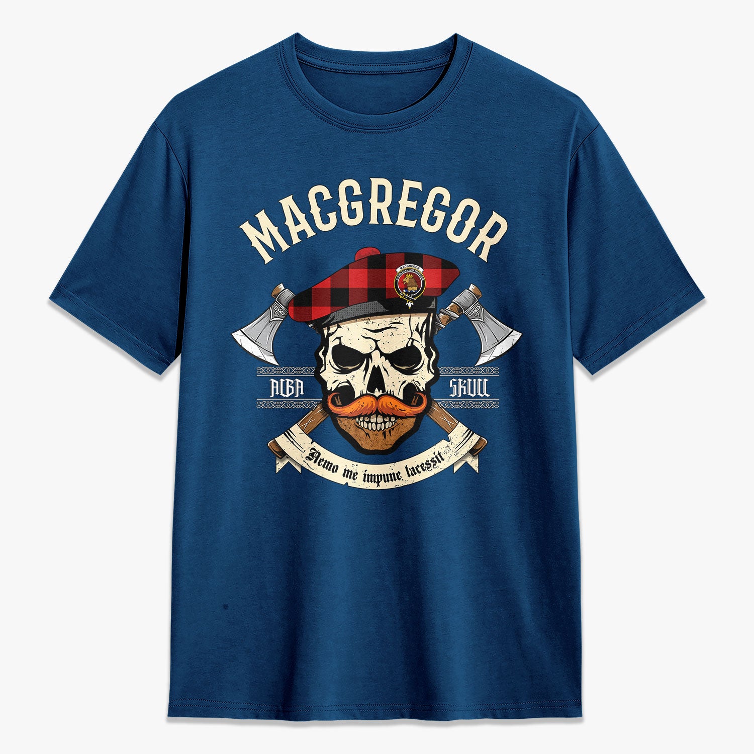 MacGregor Rob Roy Modern Tartan Crest 2D T-shirt - Alba Skull Style