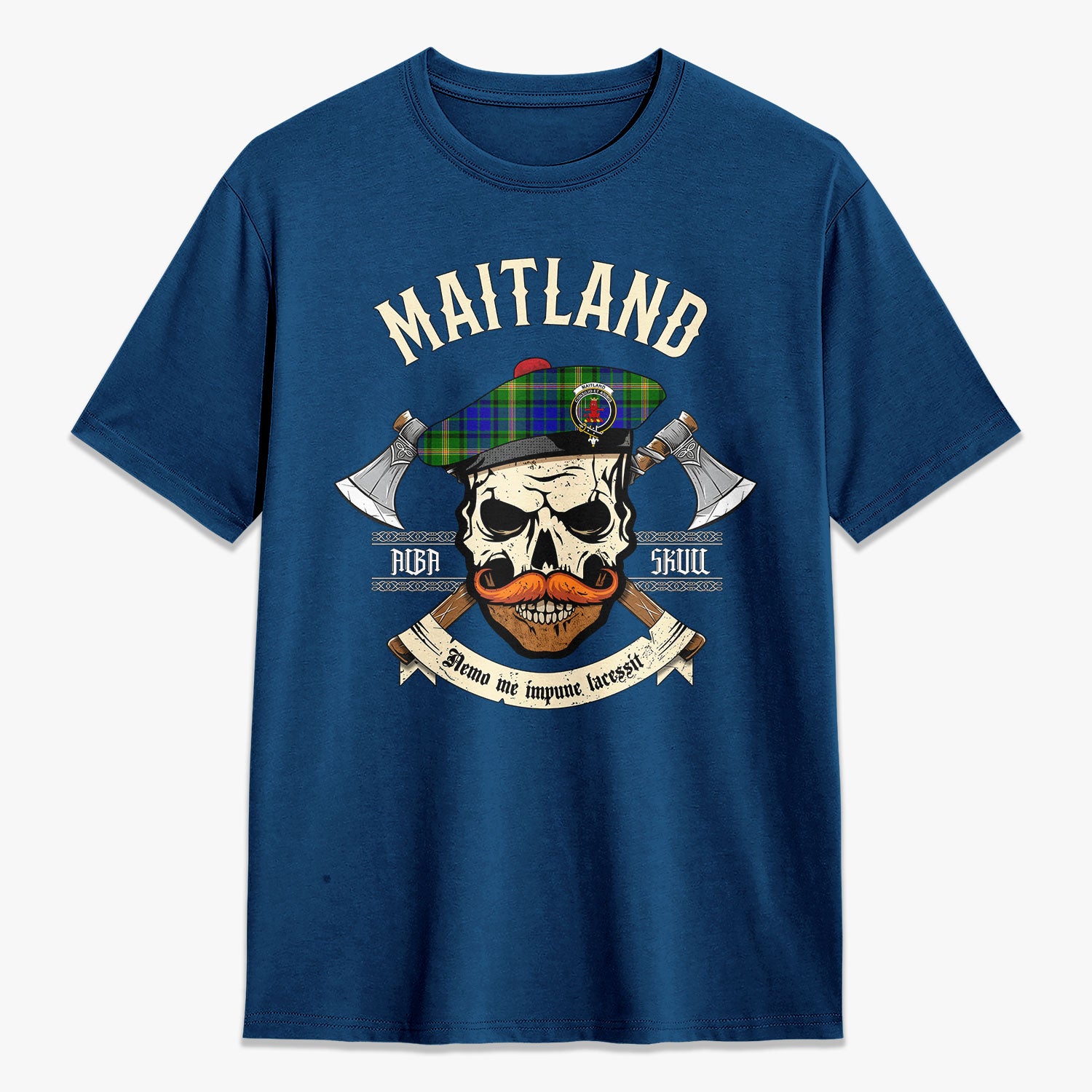 Maitland Tartan Crest 2D T-shirt - Alba Skull Style