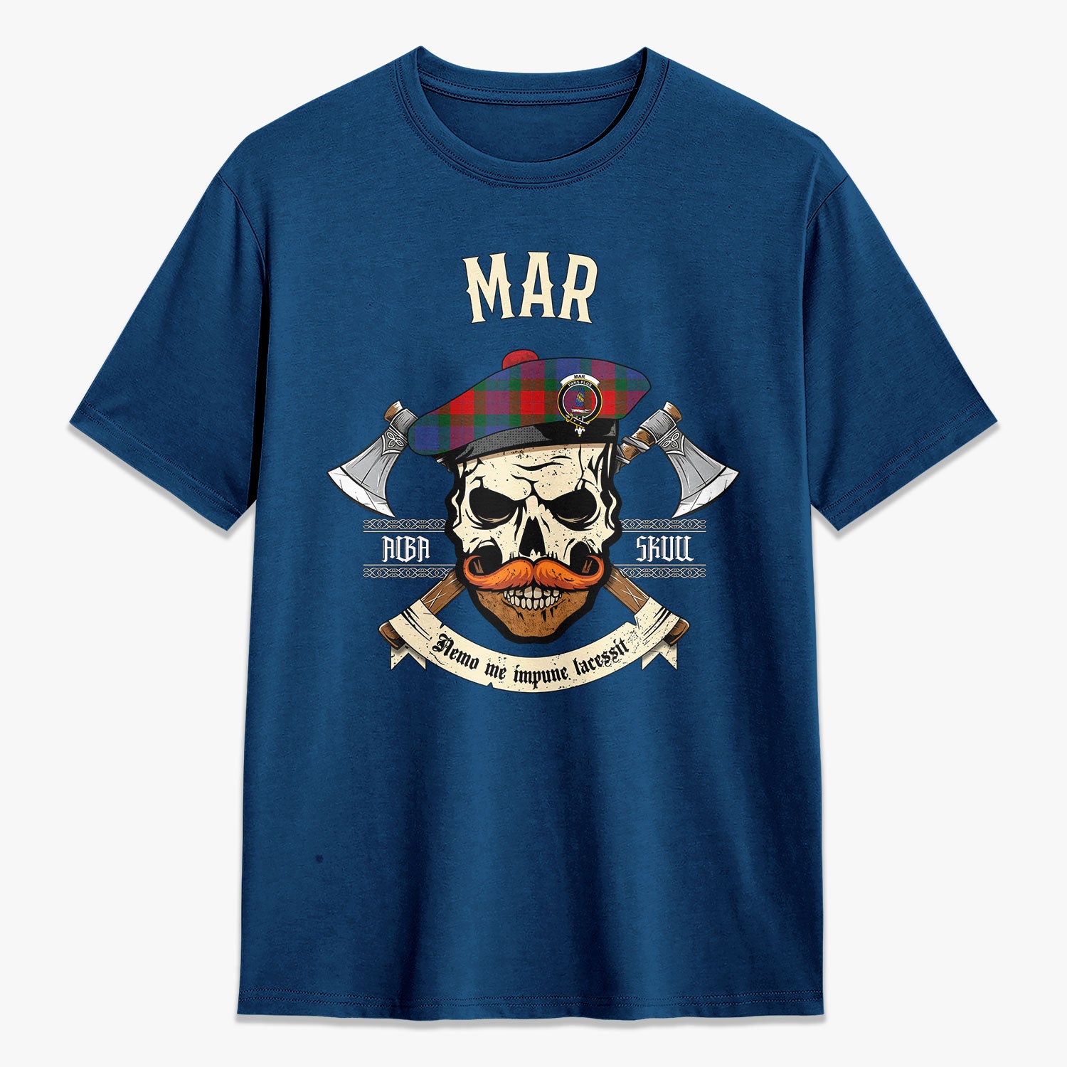 Mar Tartan Crest 2D T-shirt - Alba Skull Style