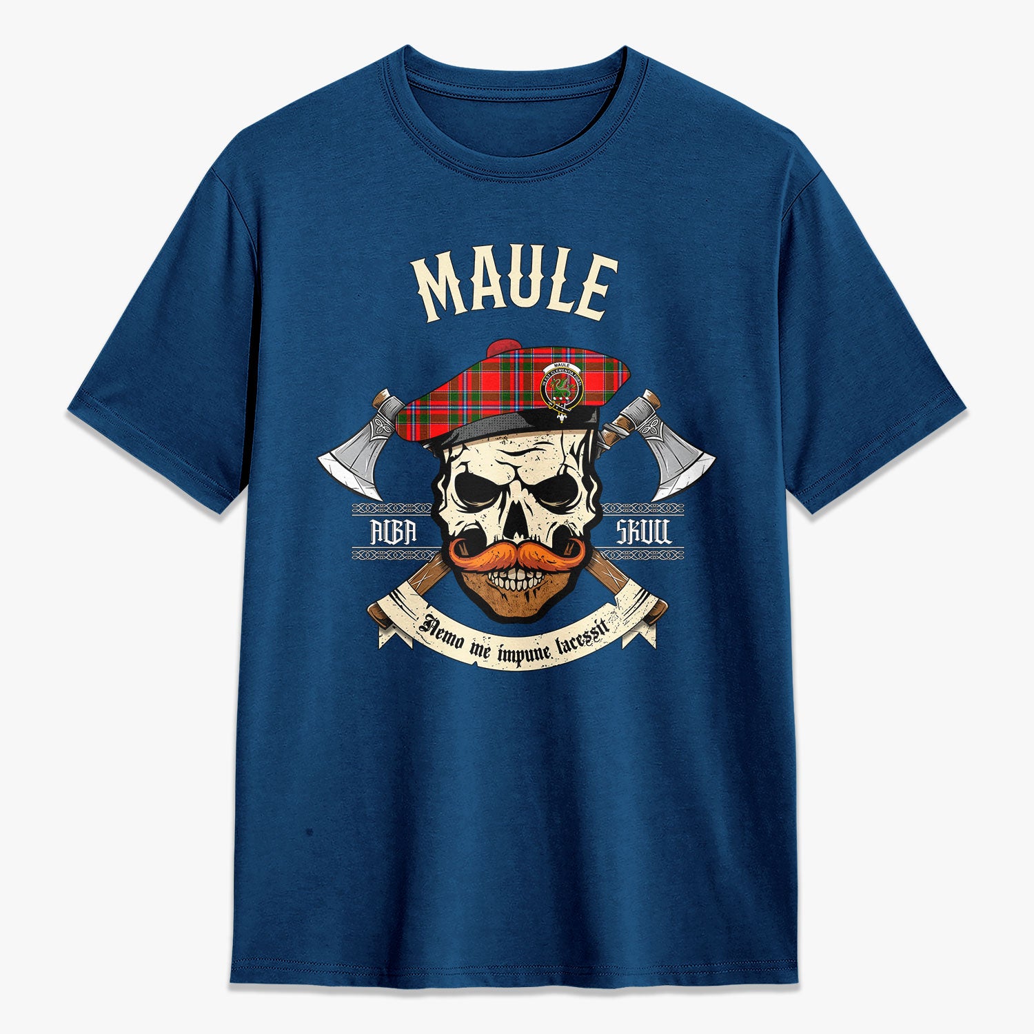 Maule Tartan Crest 2D T-shirt - Alba Skull Style