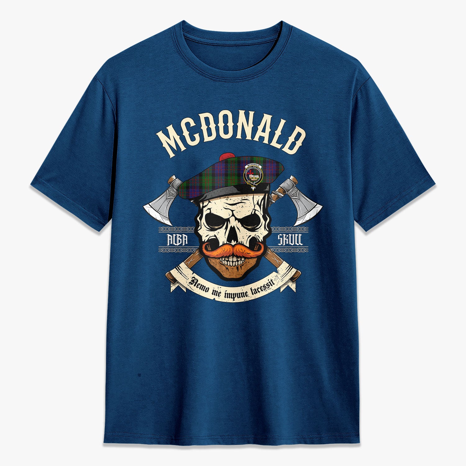 McDonald Tartan Crest 2D T-shirt - Alba Skull Style