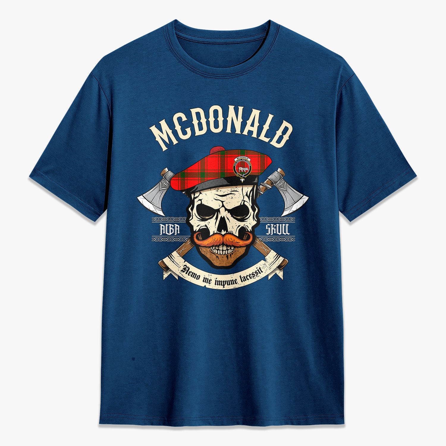 McDonald of Sleat Tartan Crest 2D T-shirt - Alba Skull Style