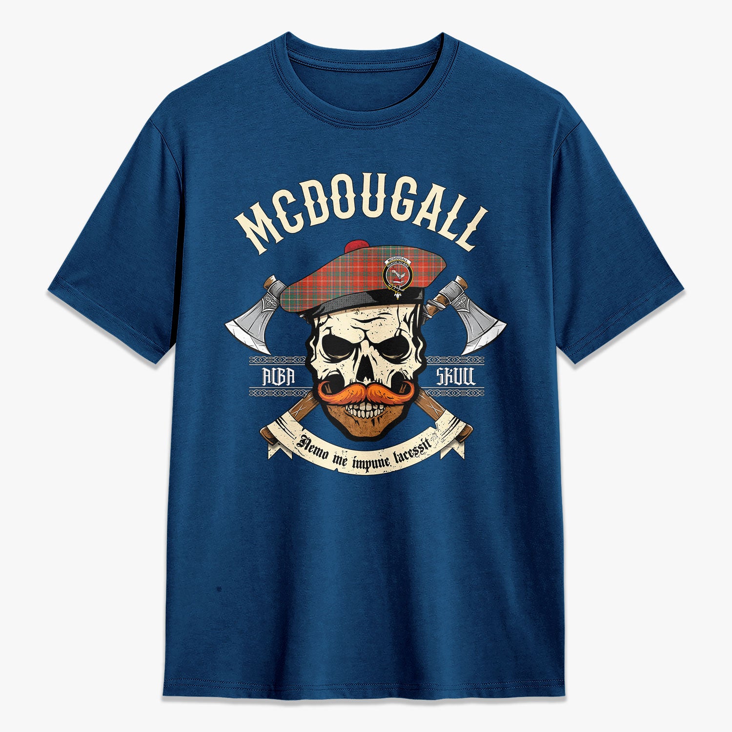 McDougall Ancient Tartan Crest 2D T-shirt - Alba Skull Style