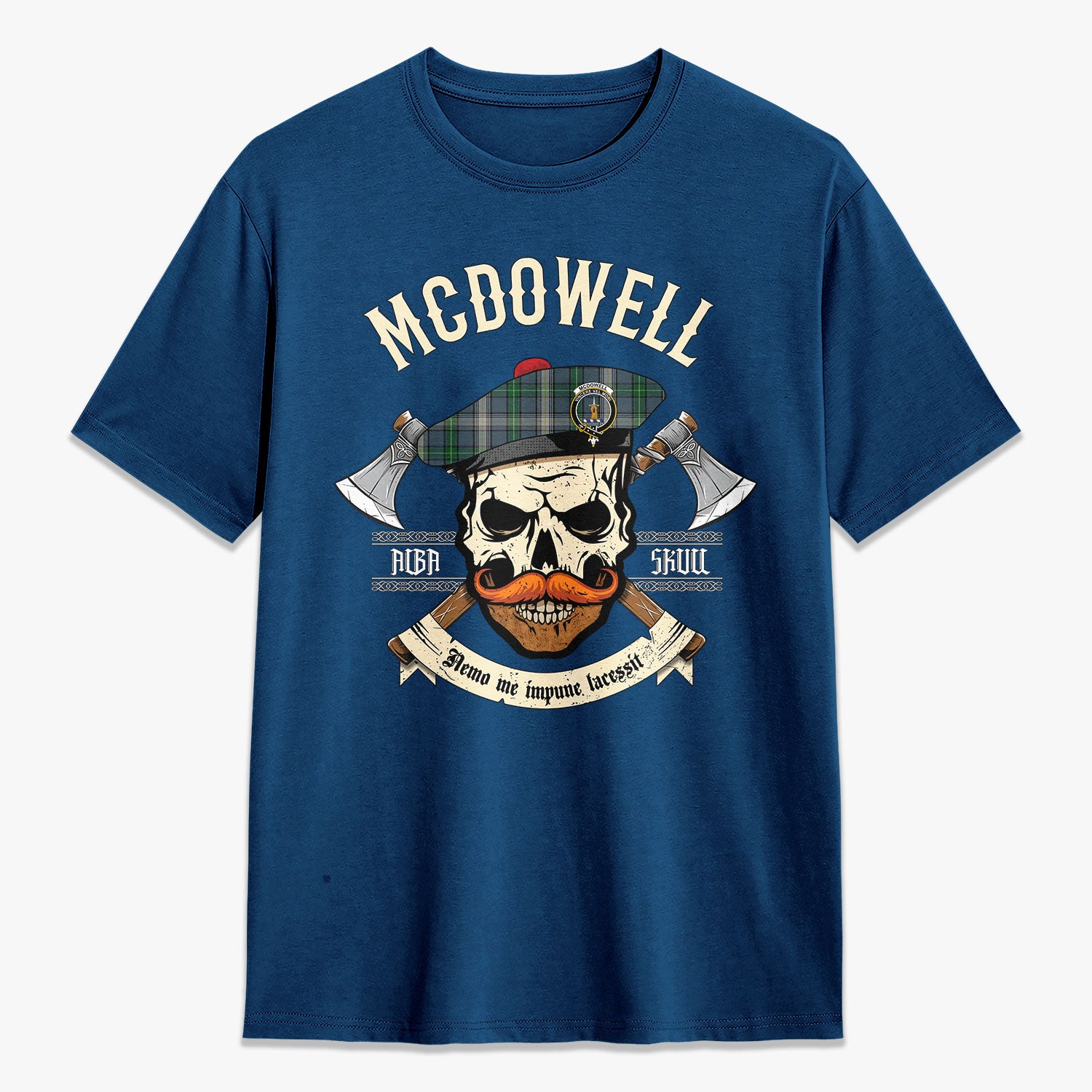 McDowell (MacDowell) Tartan Crest 2D T-shirt - Alba Skull Style