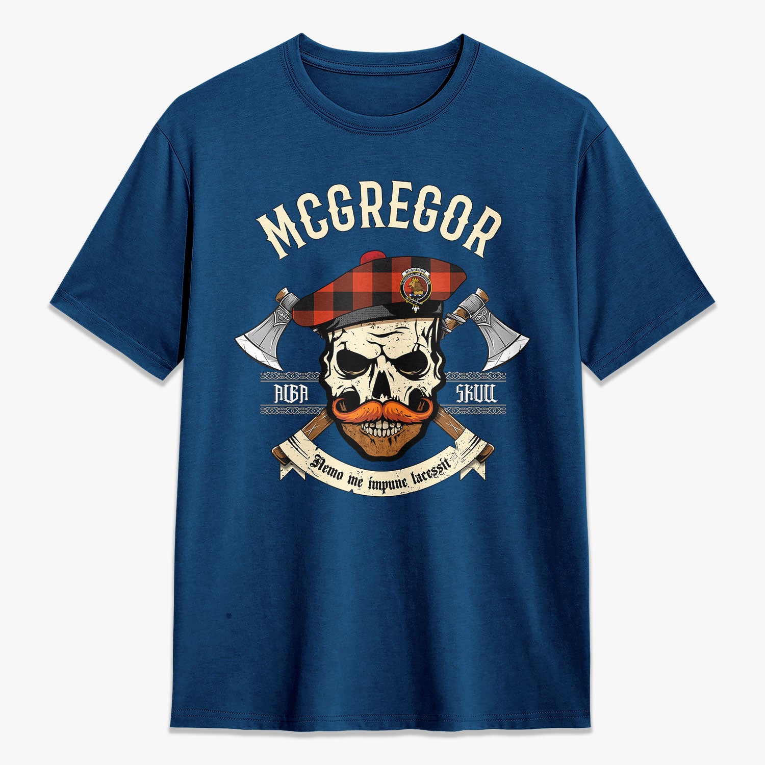 McGregor Rob Roy Ancient Tartan Crest 2D T-shirt - Alba Skull Style