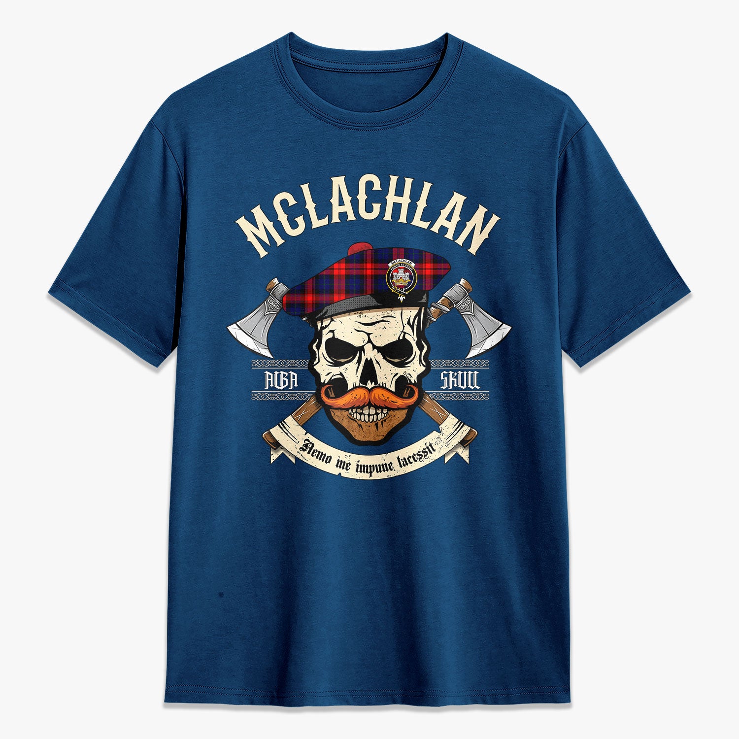 McLachlan Modern Tartan Crest 2D T-shirt - Alba Skull Style