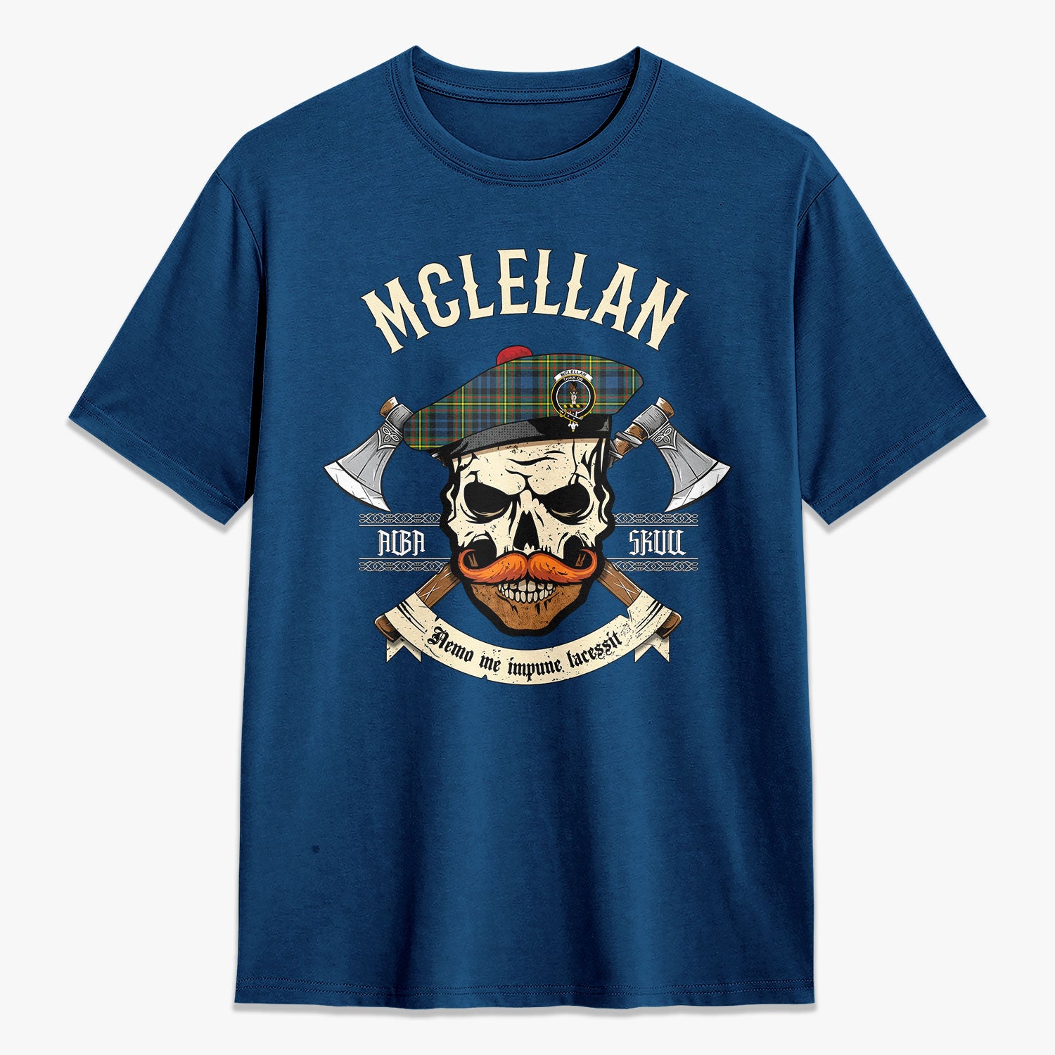 McLellan Ancient Tartan Crest 2D T-shirt - Alba Skull Style