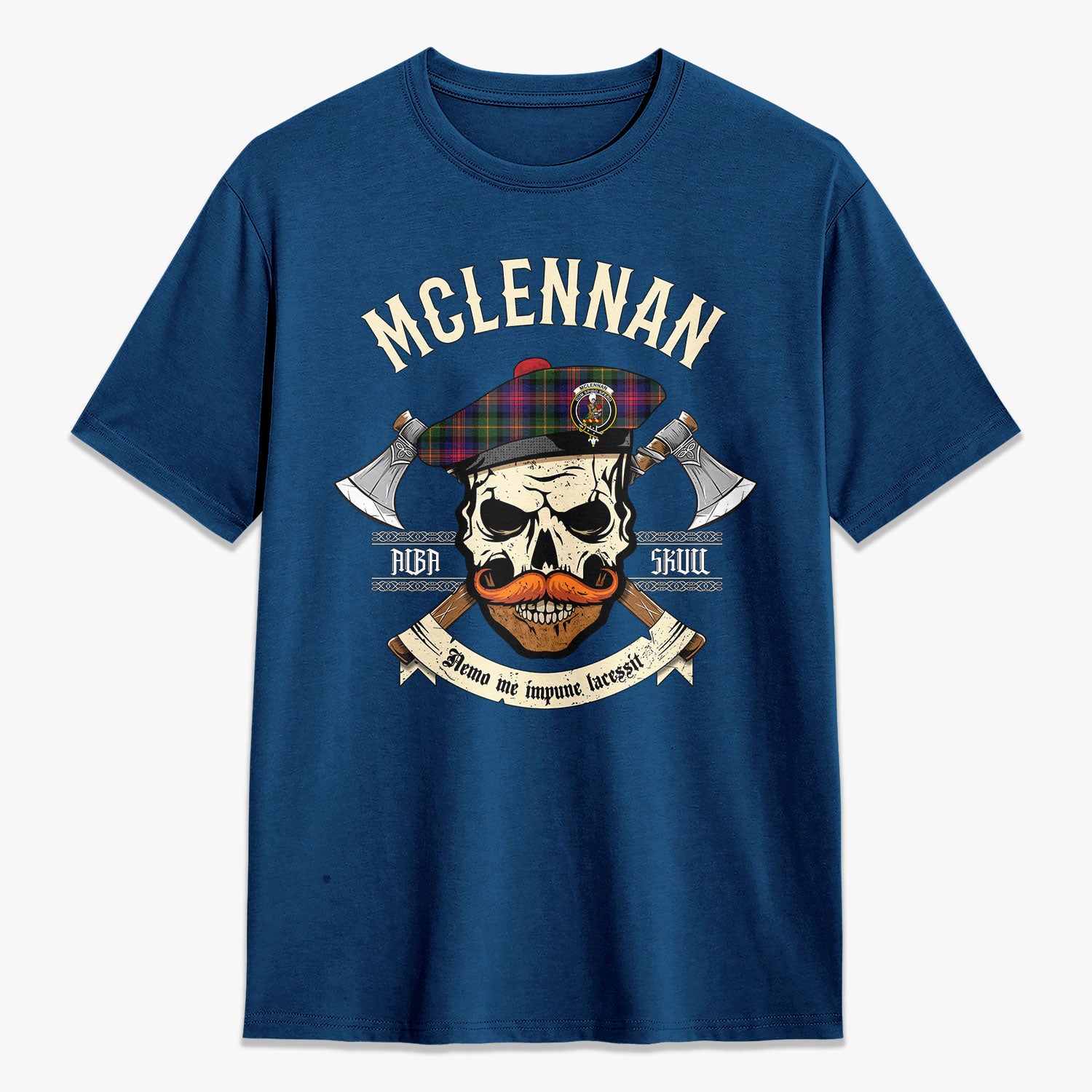 McLennan Modern Tartan Crest 2D T-shirt - Alba Skull Style