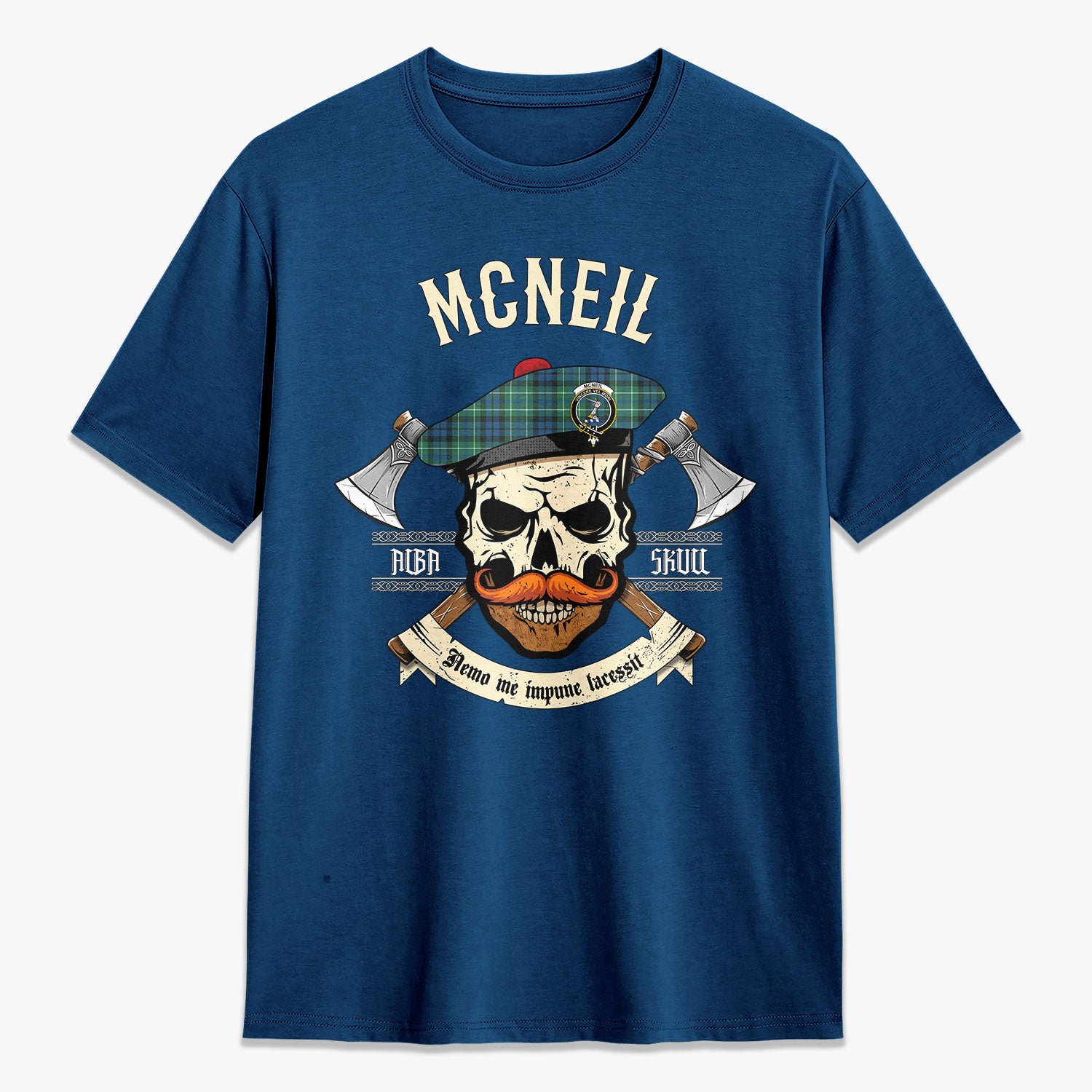 McNeil of Colonsay Ancient Tartan Crest 2D T-shirt - Alba Skull Style