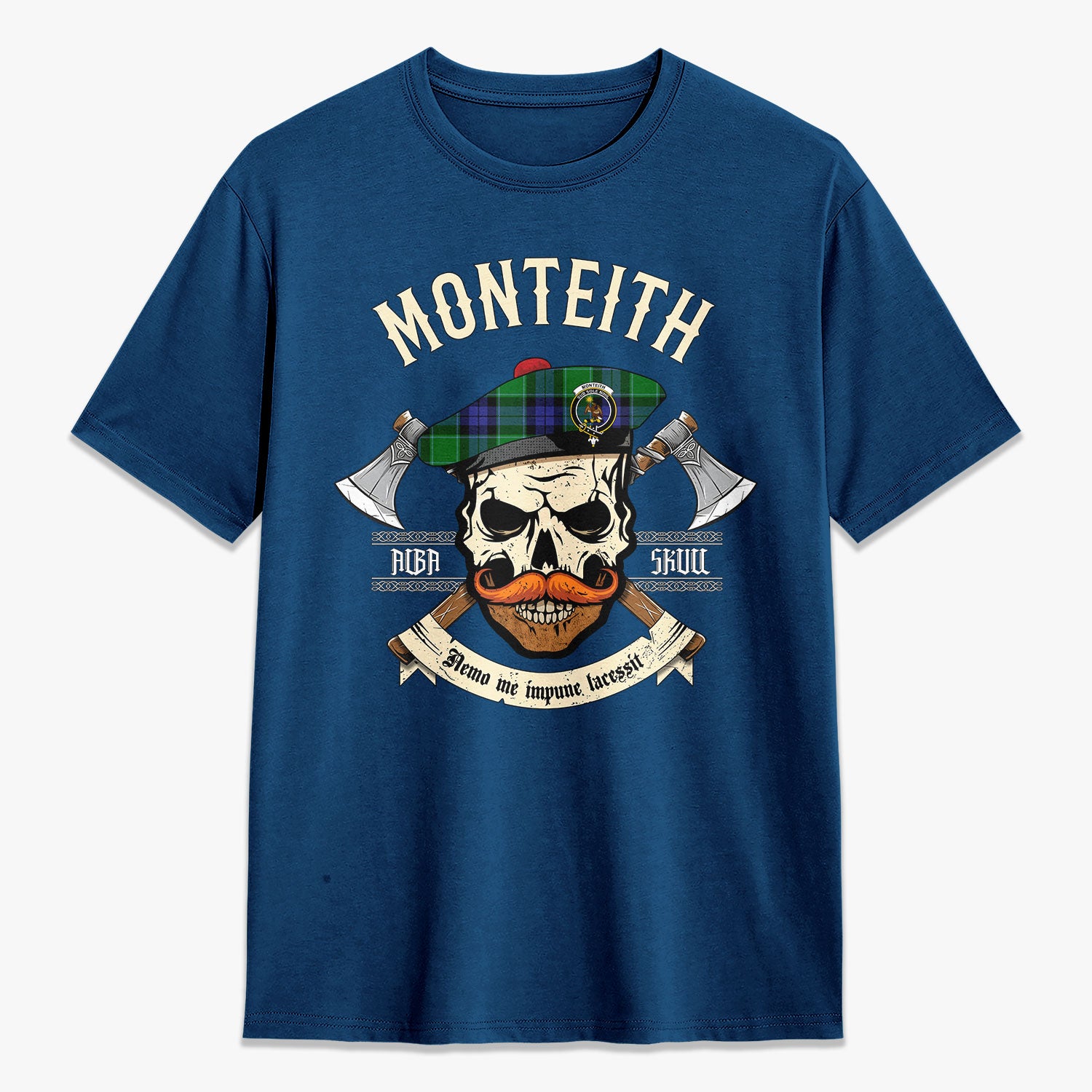 Monteith Tartan Crest 2D T-shirt - Alba Skull Style