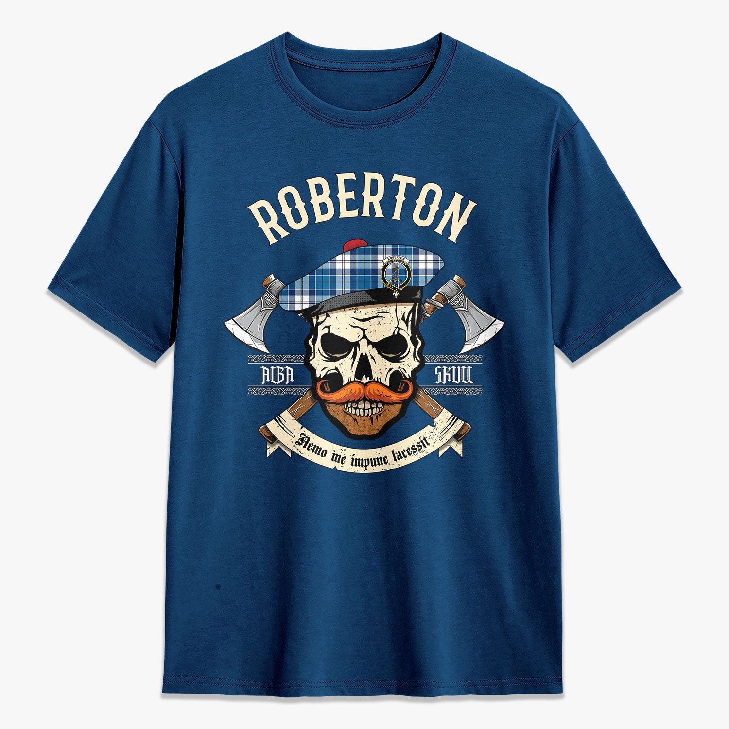 Roberton Tartan Crest 2D T-shirt - Alba Skull Style