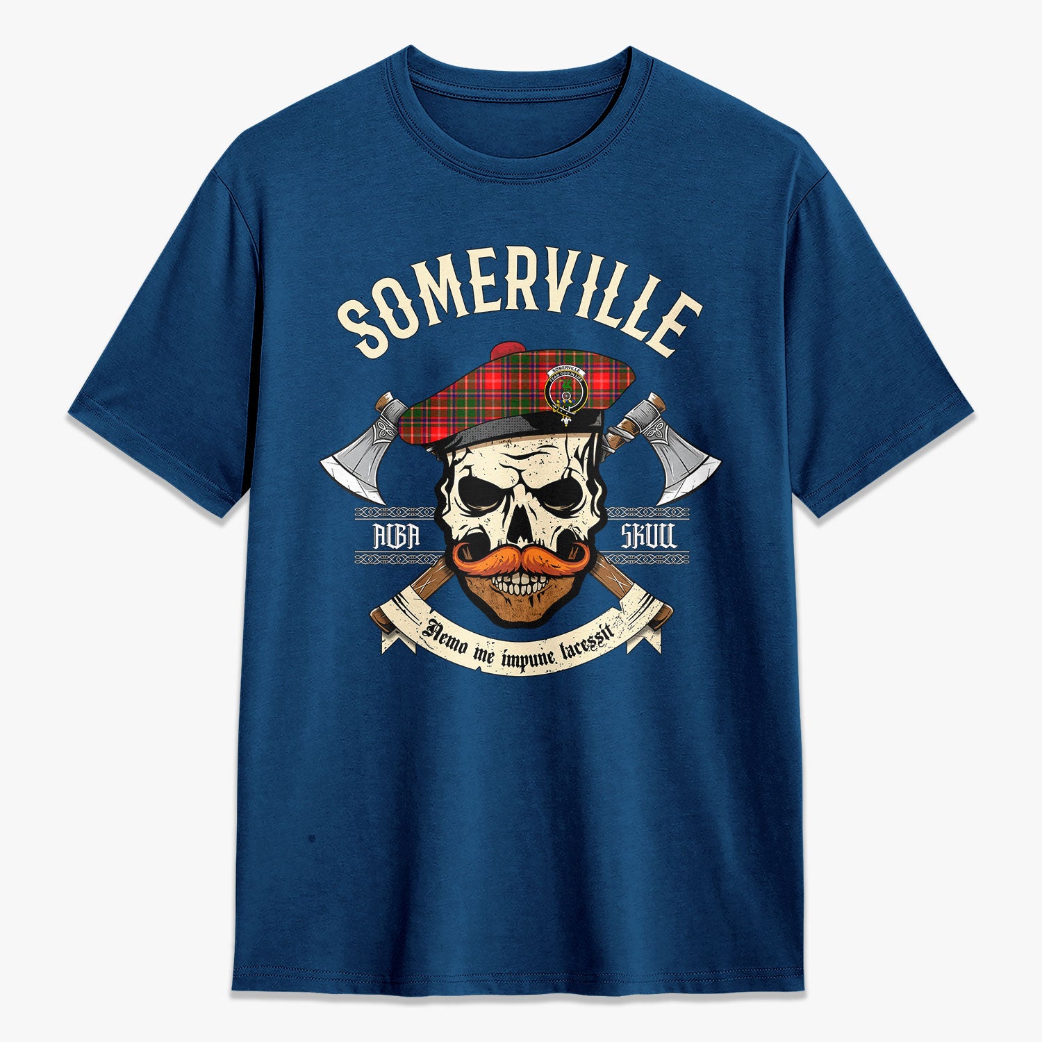 Somerville Tartan Crest 2D T-shirt - Alba Skull Style