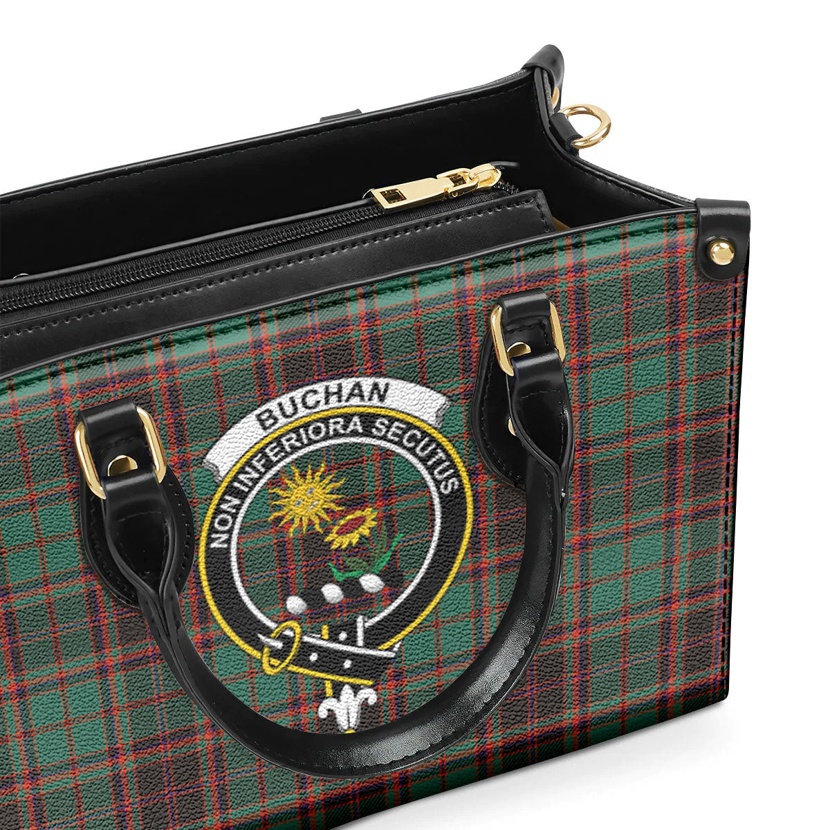 Buchan Ancient Tartan Crest Leather Handbag