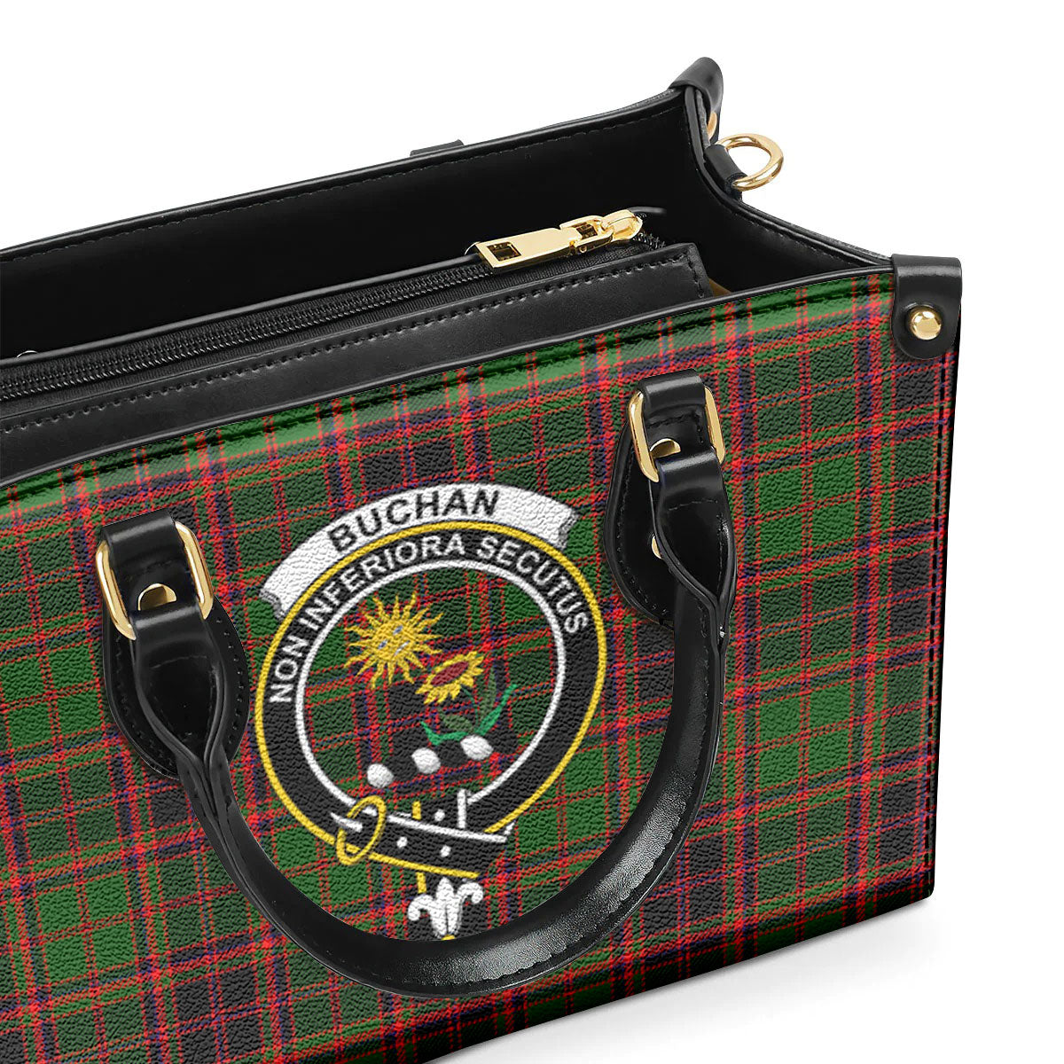 Buchan Modern Tartan Crest Leather Handbag