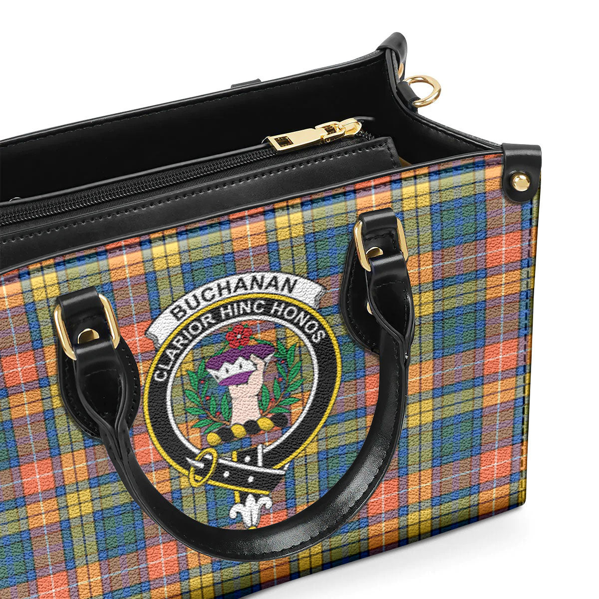 Buchanan Ancient Tartan Crest Leather Handbag