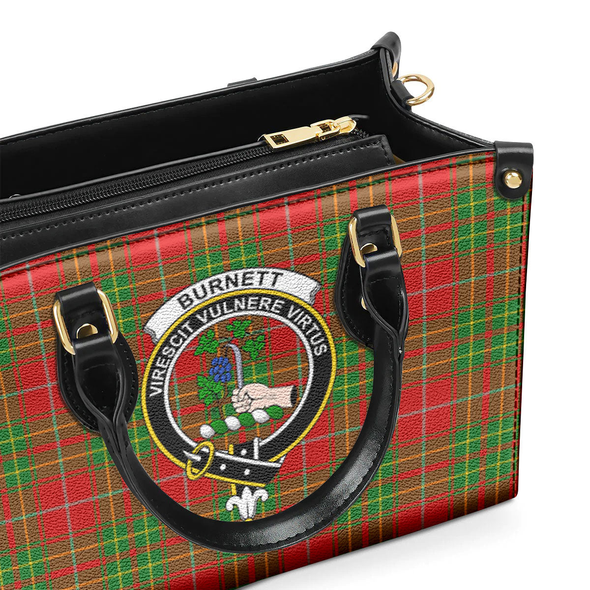 Burnett Ancient Tartan Crest Leather Handbag