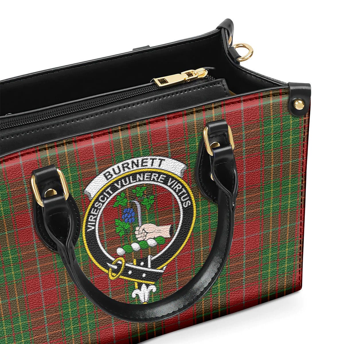 Burnett Tartan Crest Leather Handbag