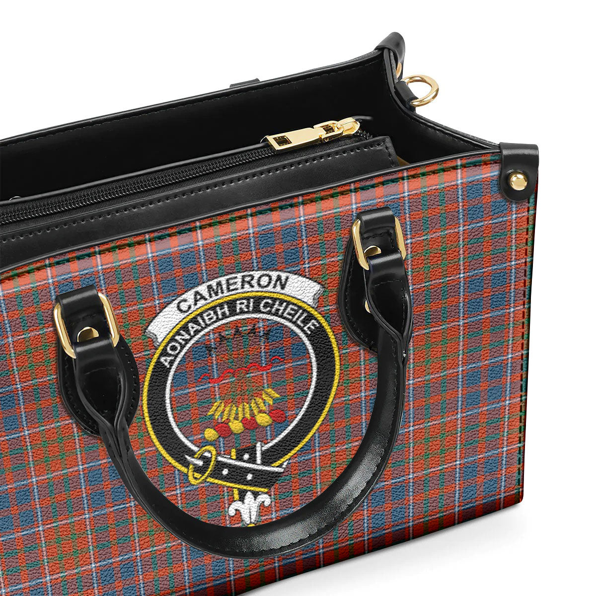 Cameron of Lochiel Ancient Tartan Crest Leather Handbag