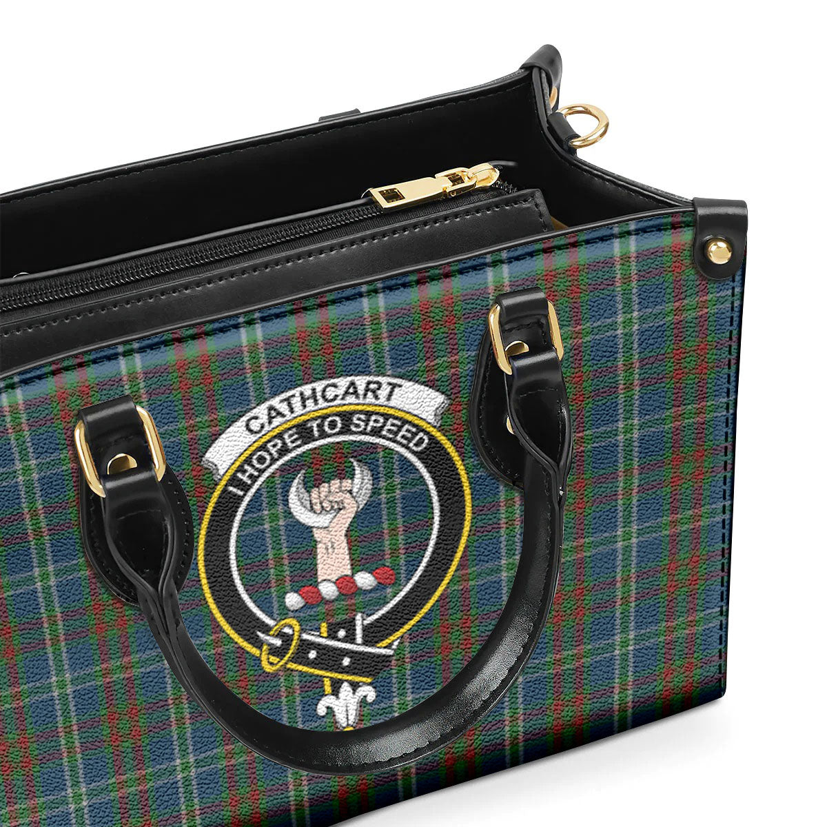 Cathcart Tartan Crest Leather Handbag