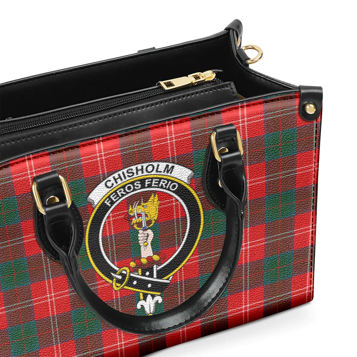 Chisholm Modern Tartan Crest Leather Handbag