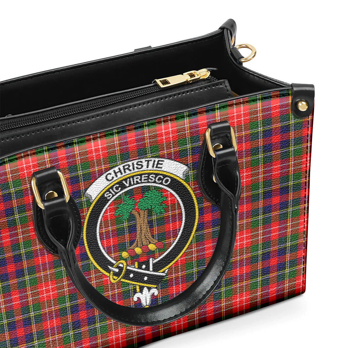 Christie Tartan Crest Leather Handbag