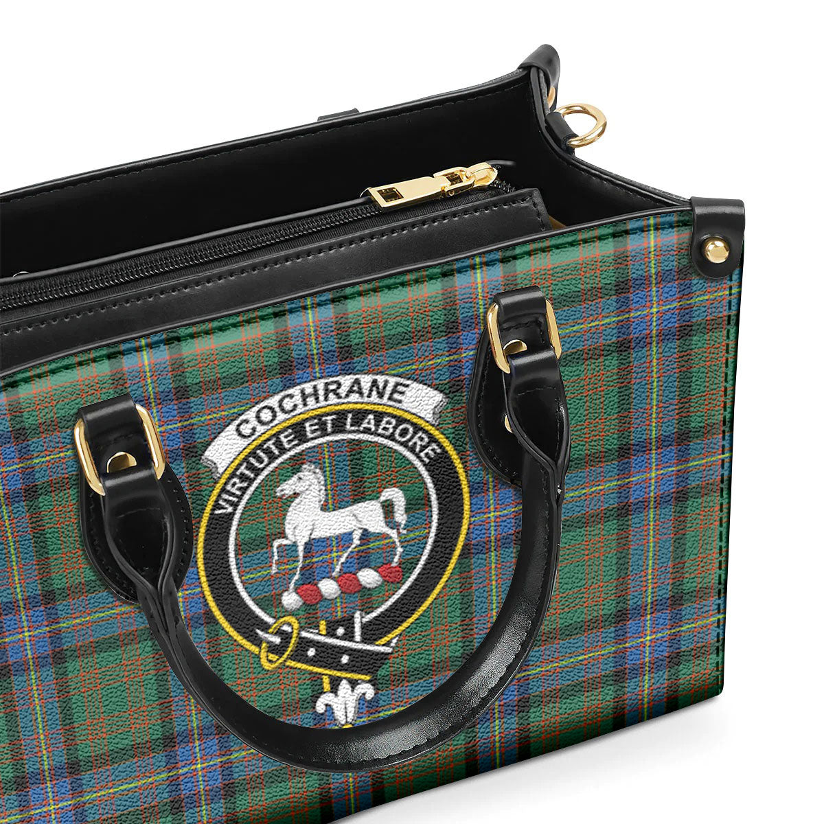 Cochrane Ancient Tartan Crest Leather Handbag