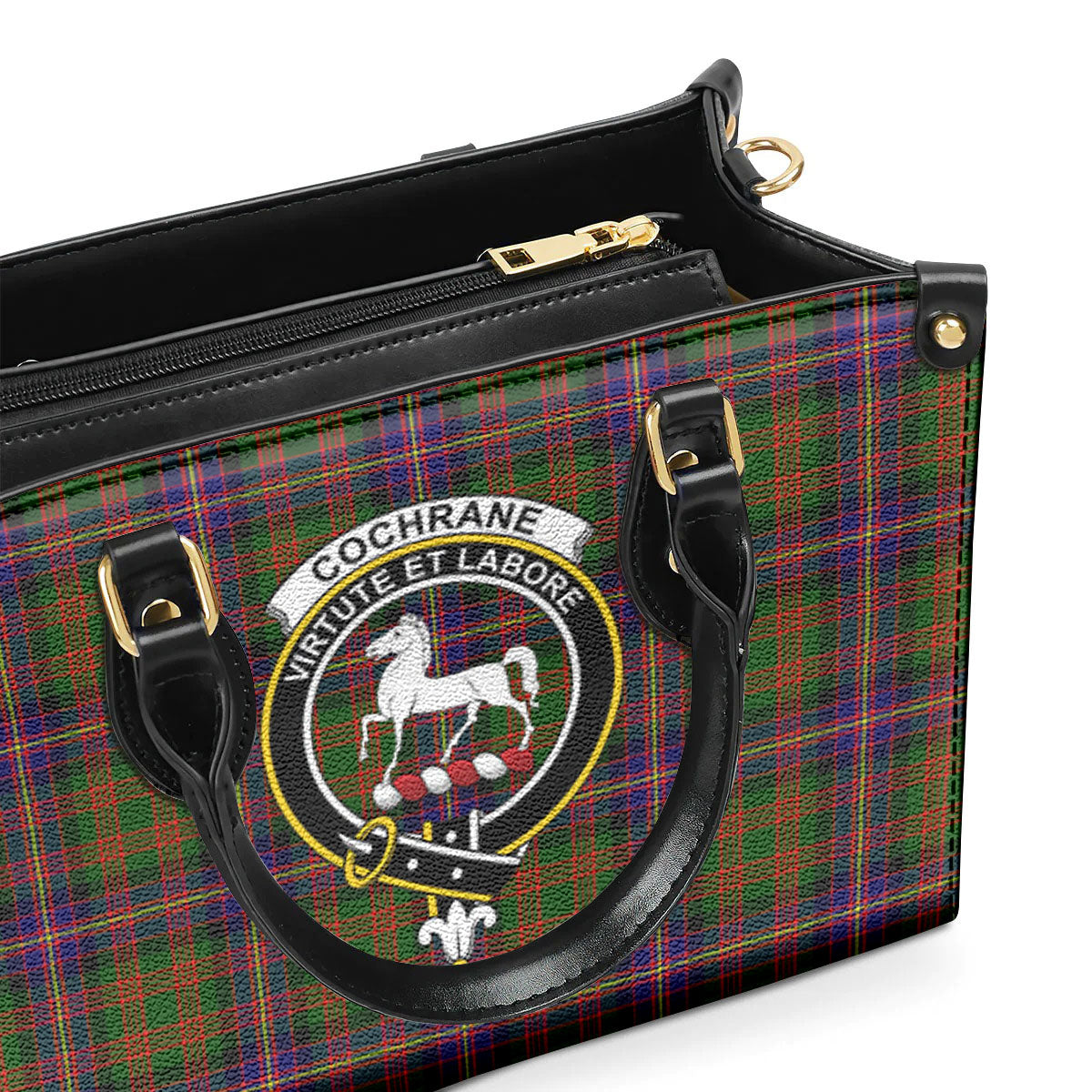 Cochrane Modern Tartan Crest Leather Handbag