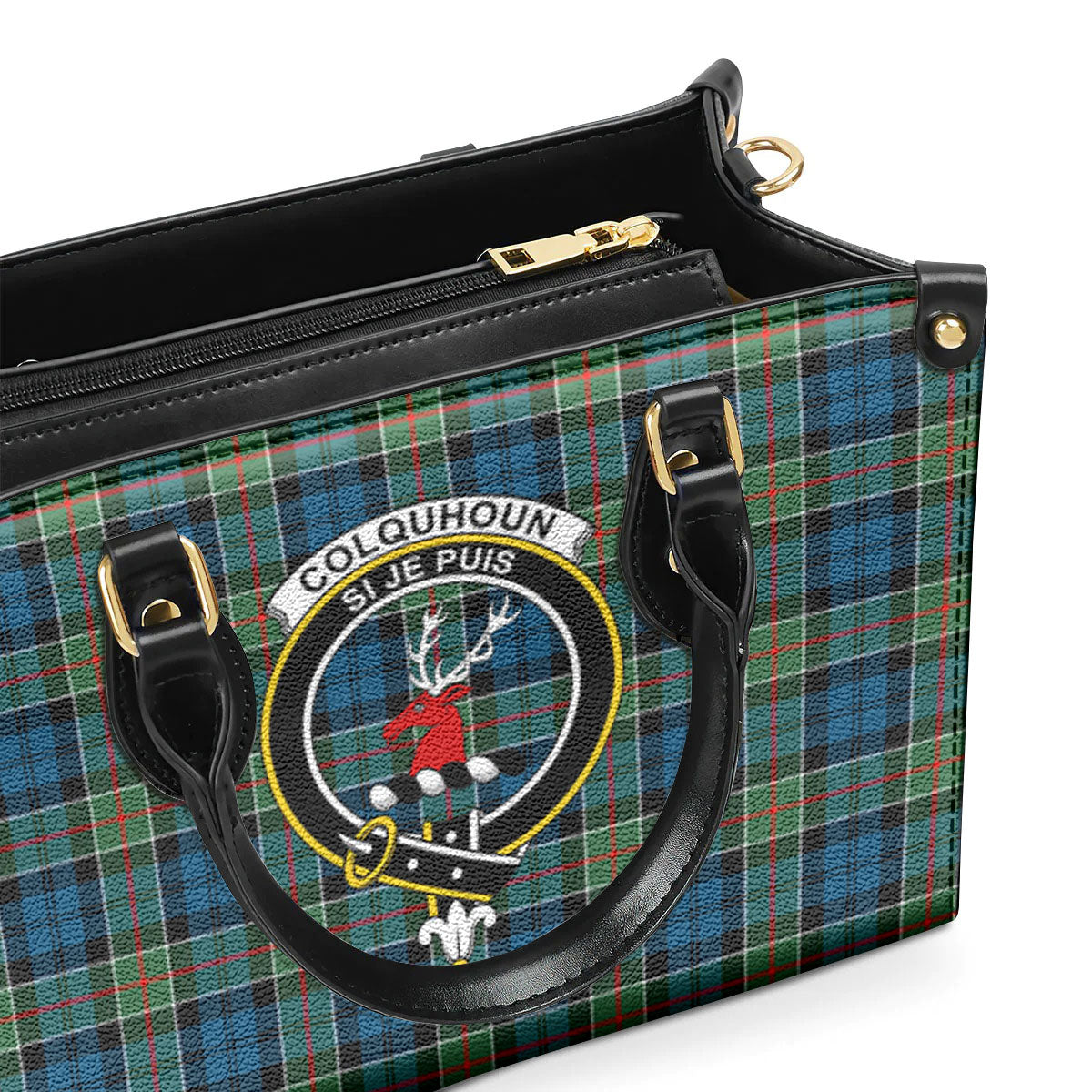 Colquhoun Ancient Tartan Crest Leather Handbag