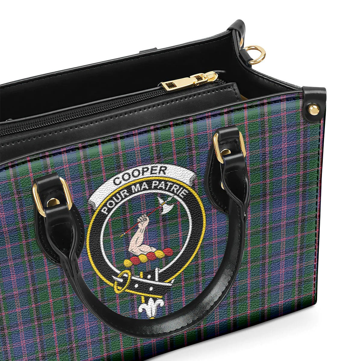 Cooper Tartan Crest Leather Handbag