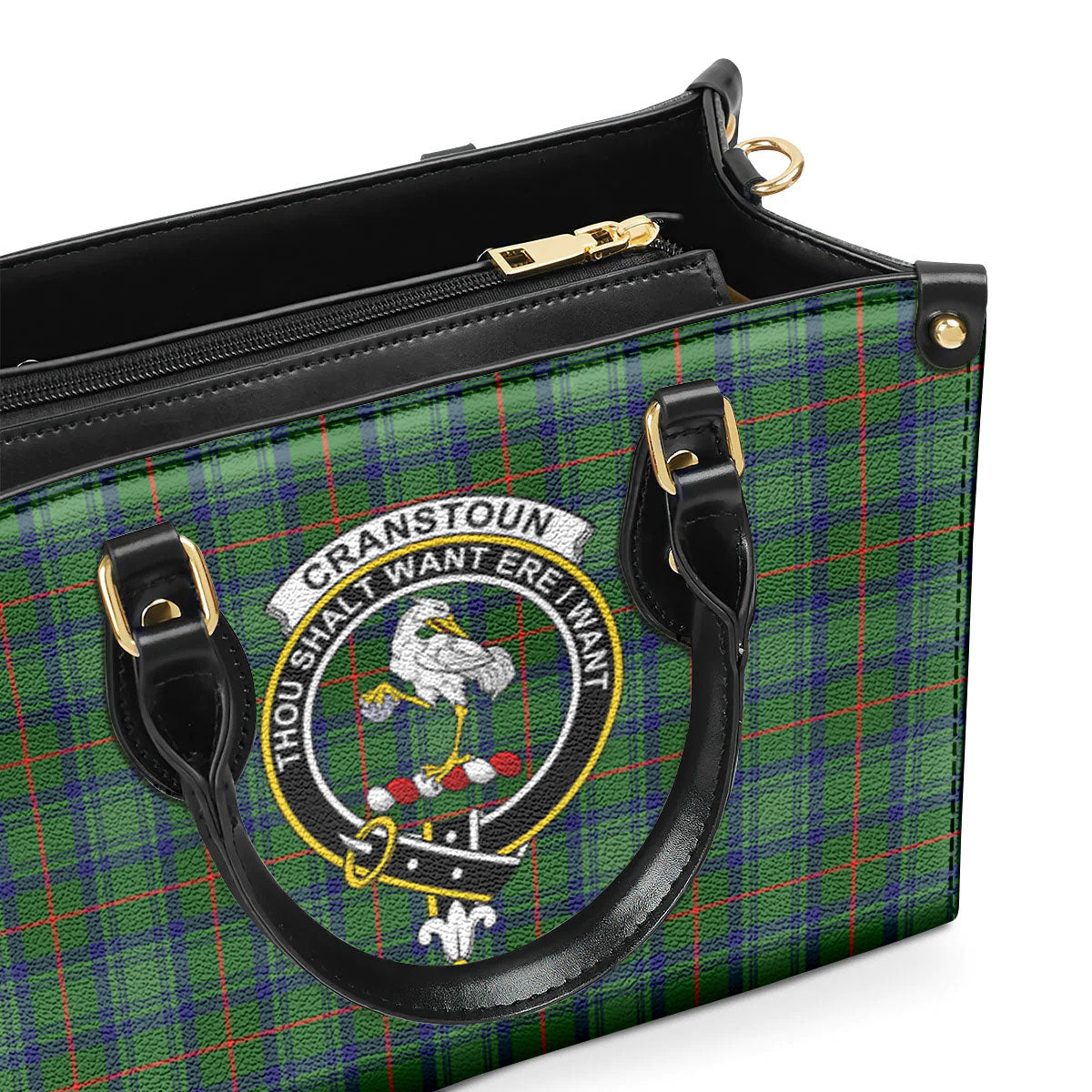 Cranstoun Tartan Crest Leather Handbag