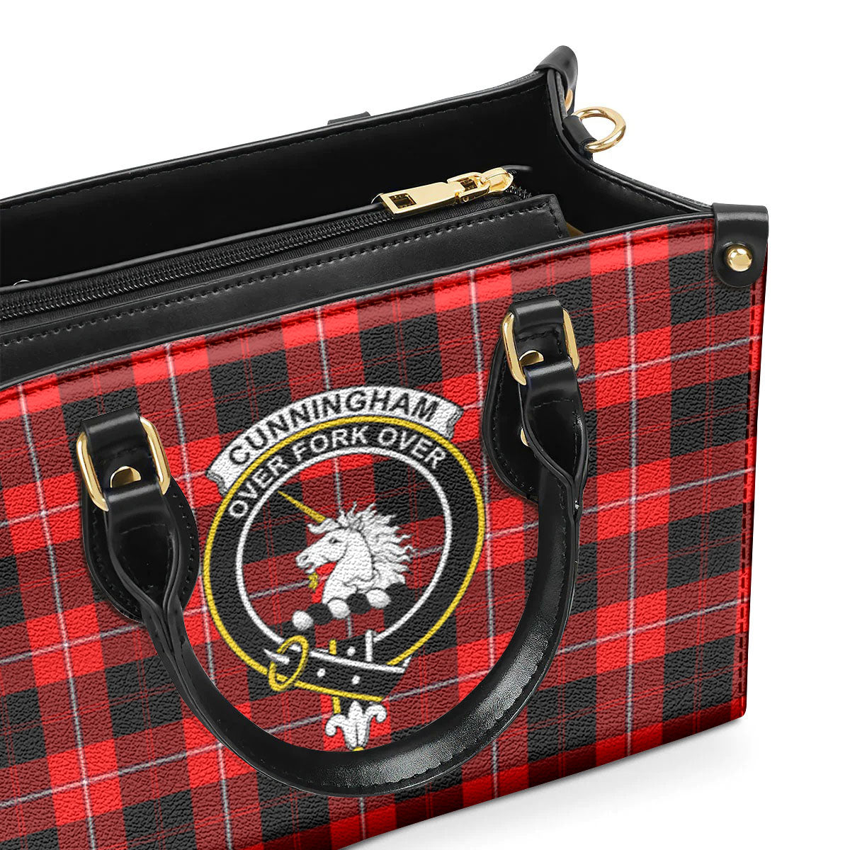 Cunningham Modern Tartan Crest Leather Handbag