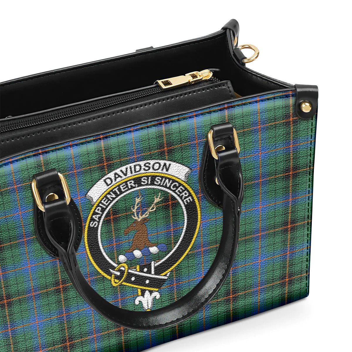 Davidson Ancient Tartan Crest Leather Handbag