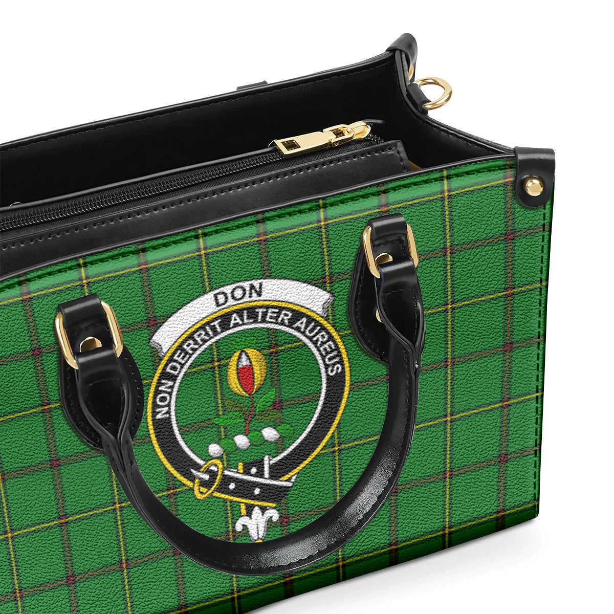 Don Tartan Crest Leather Handbag