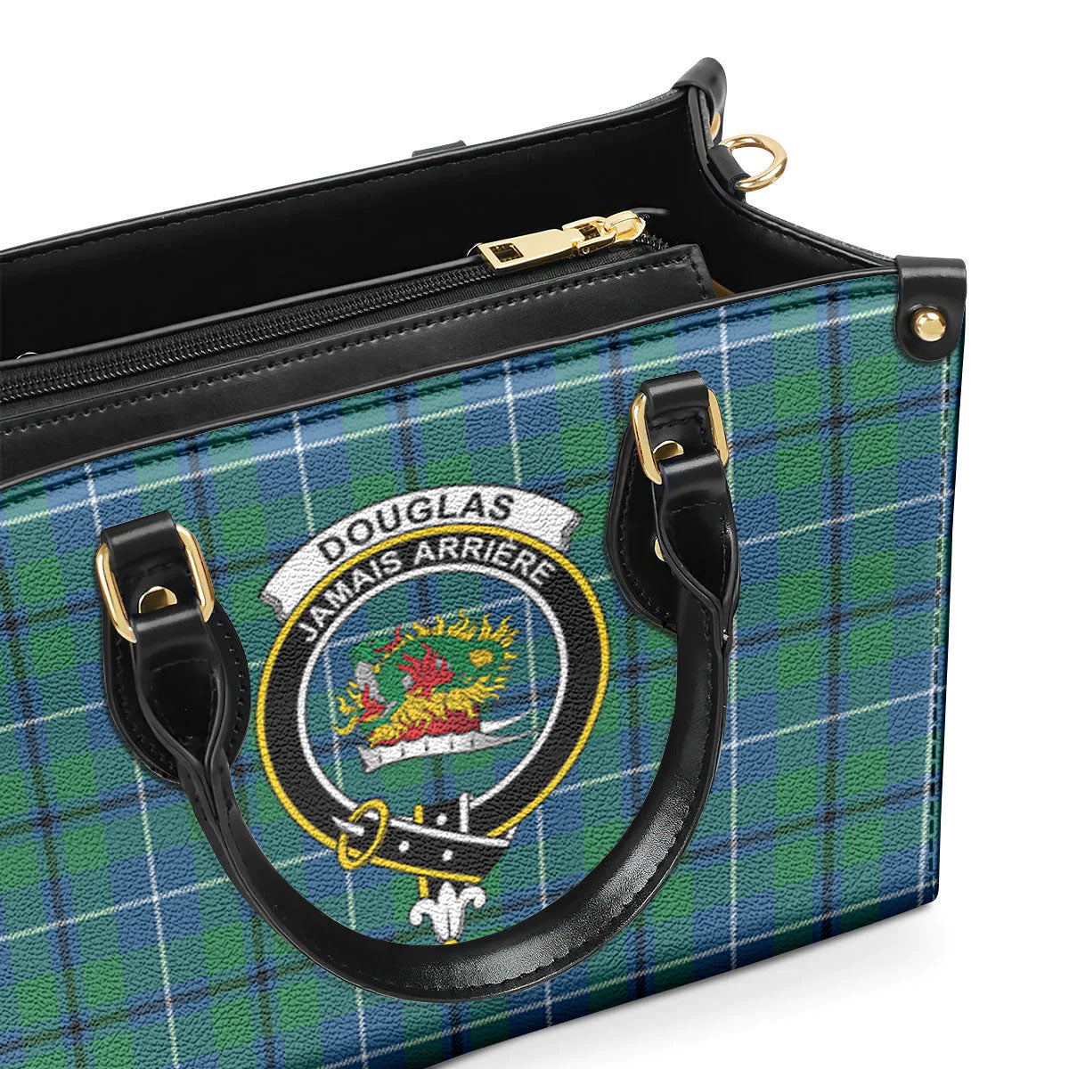 Douglas Ancient Tartan Crest Leather Handbag