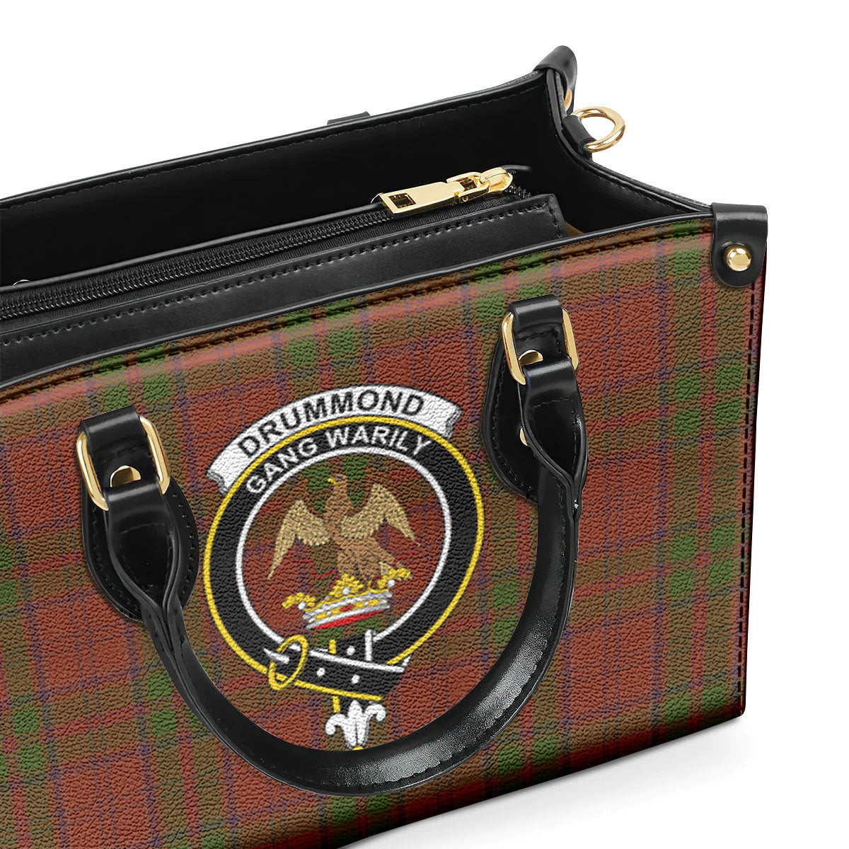 Drummond Clan Tartan Crest Leather Handbag