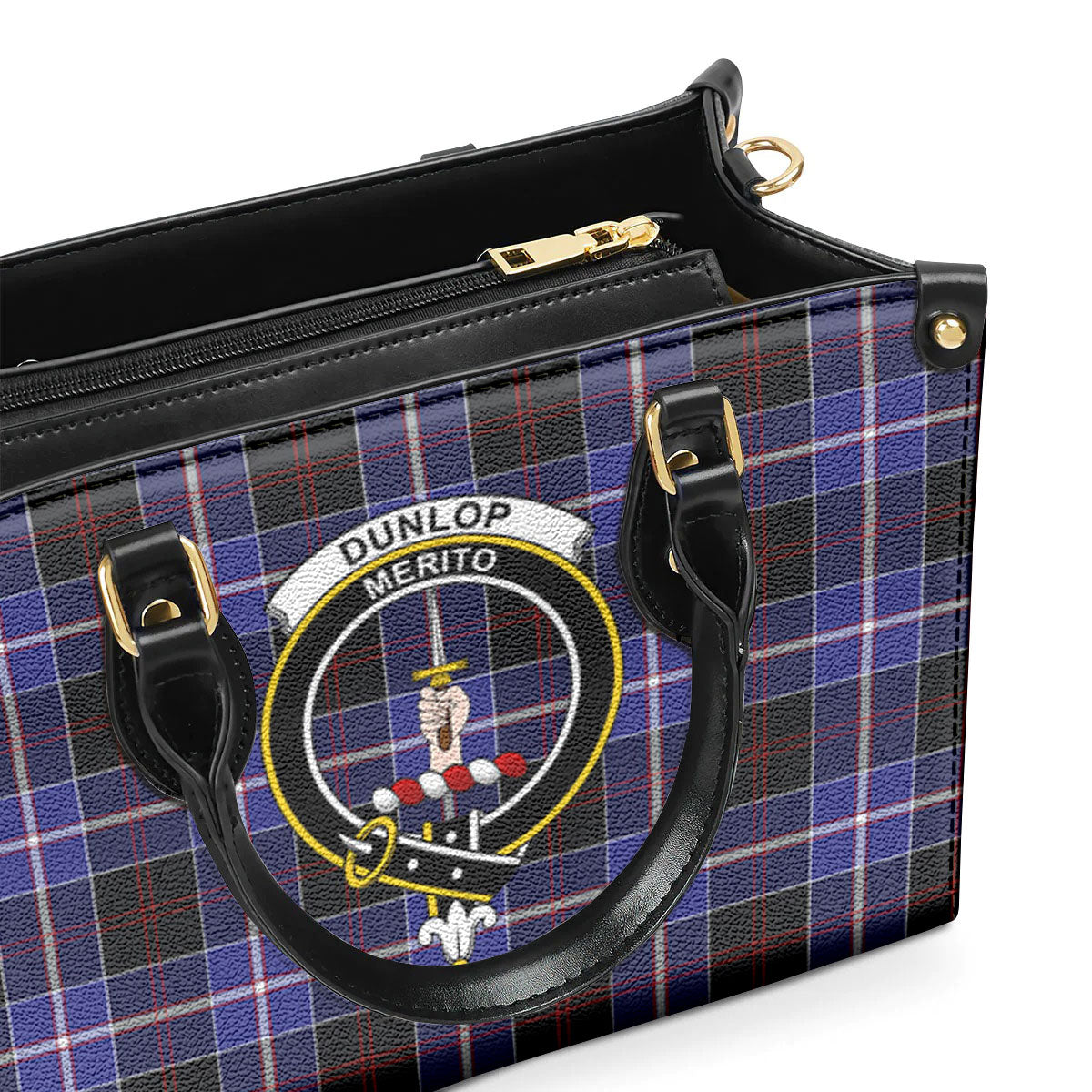 Dunlop Modern Tartan Crest Leather Handbag