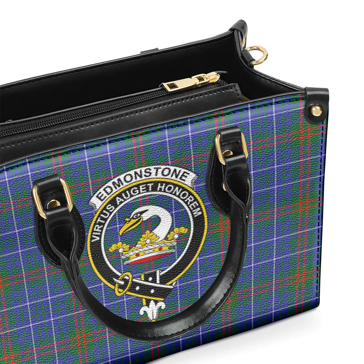 Edmonstone Tartan Crest Leather Handbag