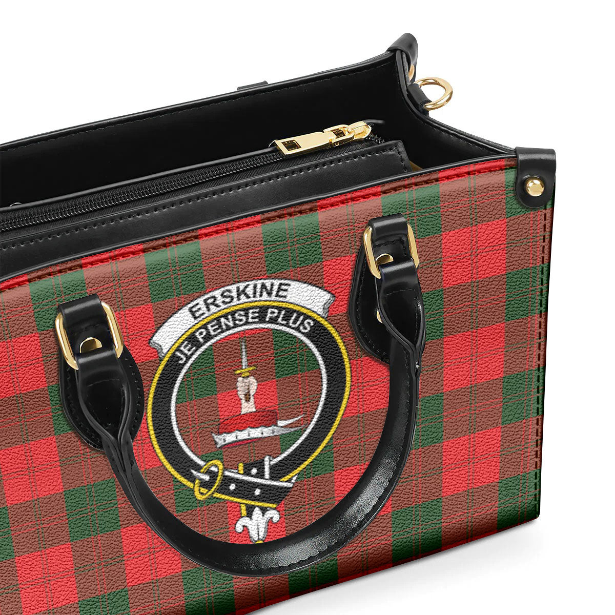 Erskine Modern Tartan Crest Leather Handbag