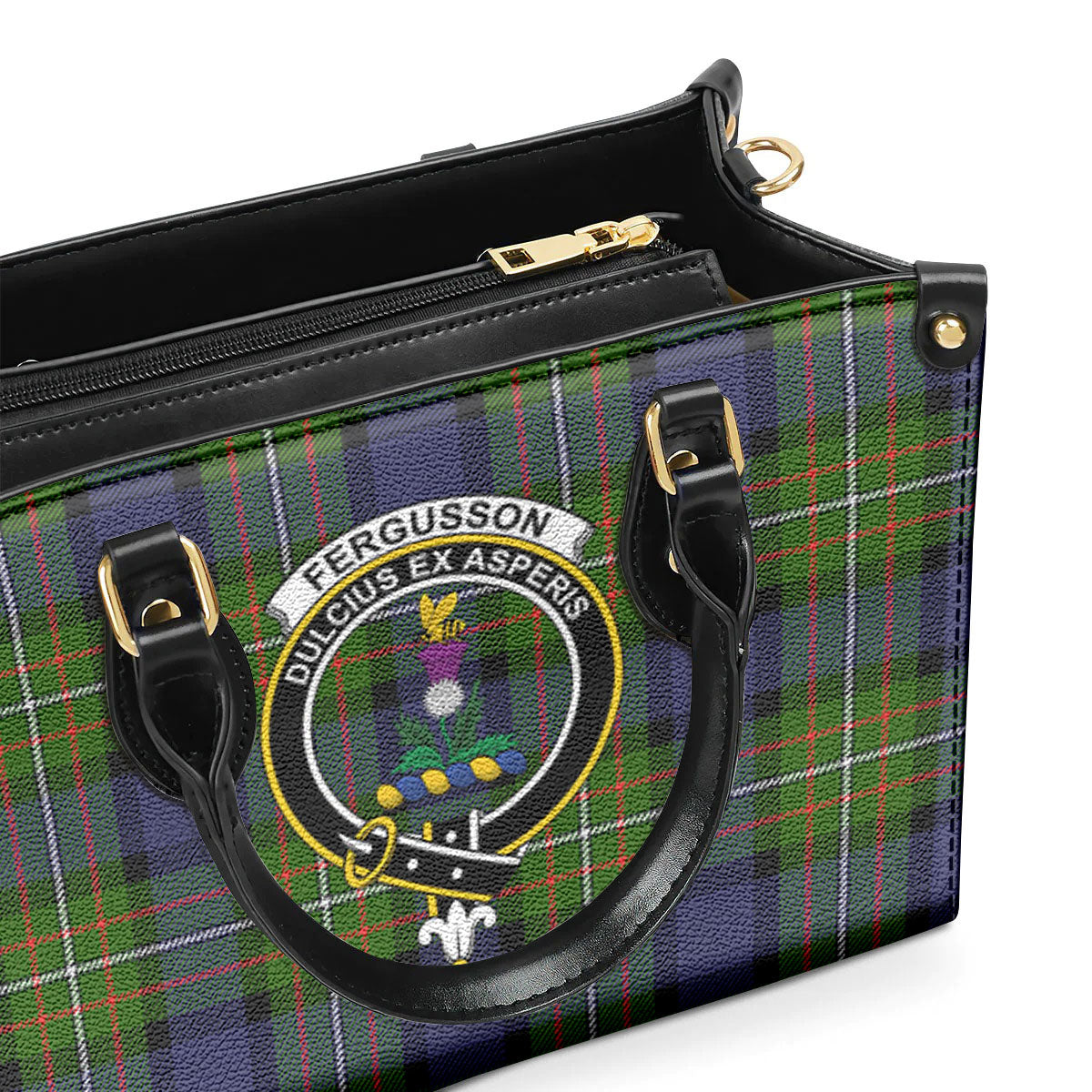 Fergusson Modern Tartan Crest Leather Handbag