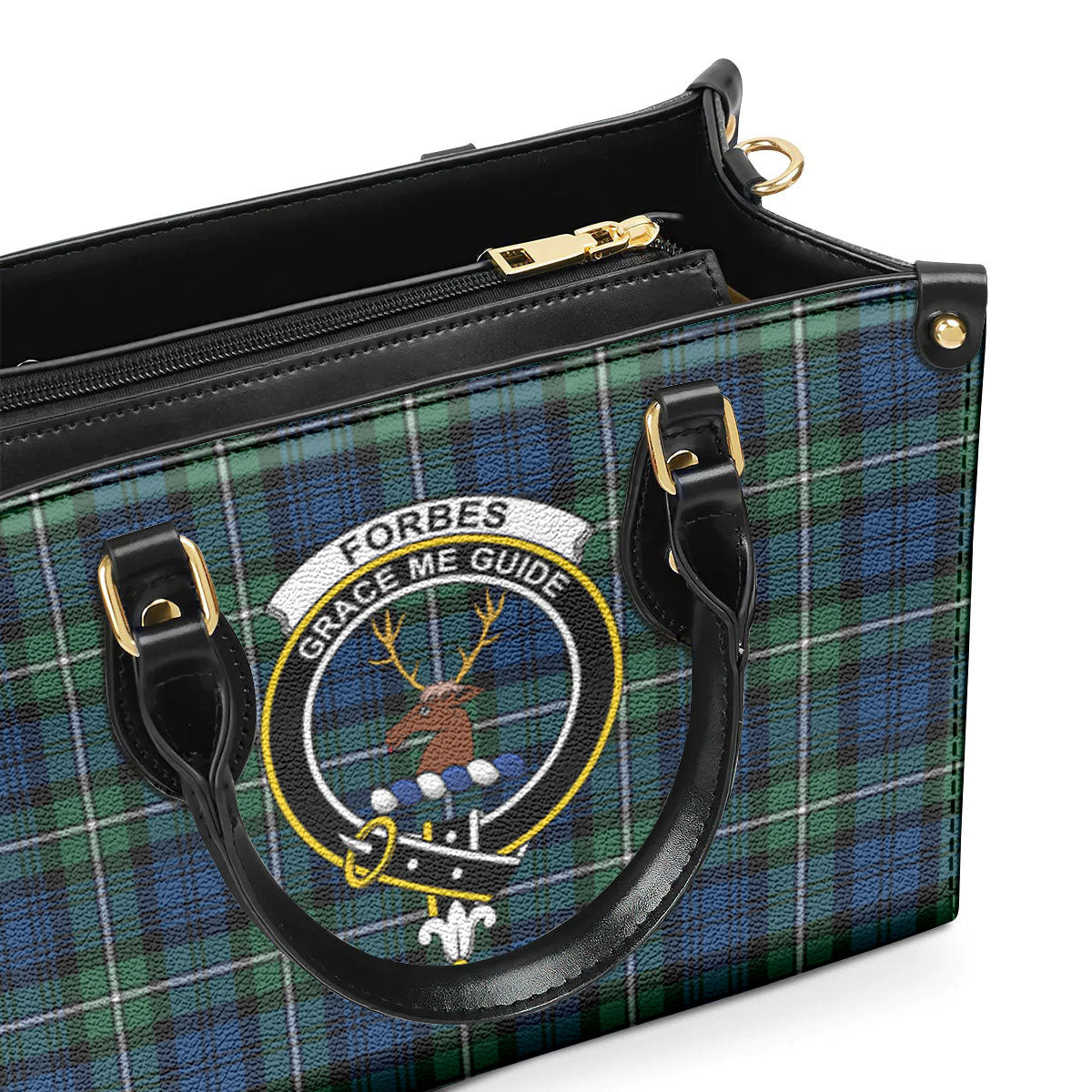 Forbes Ancient Tartan Crest Leather Handbag